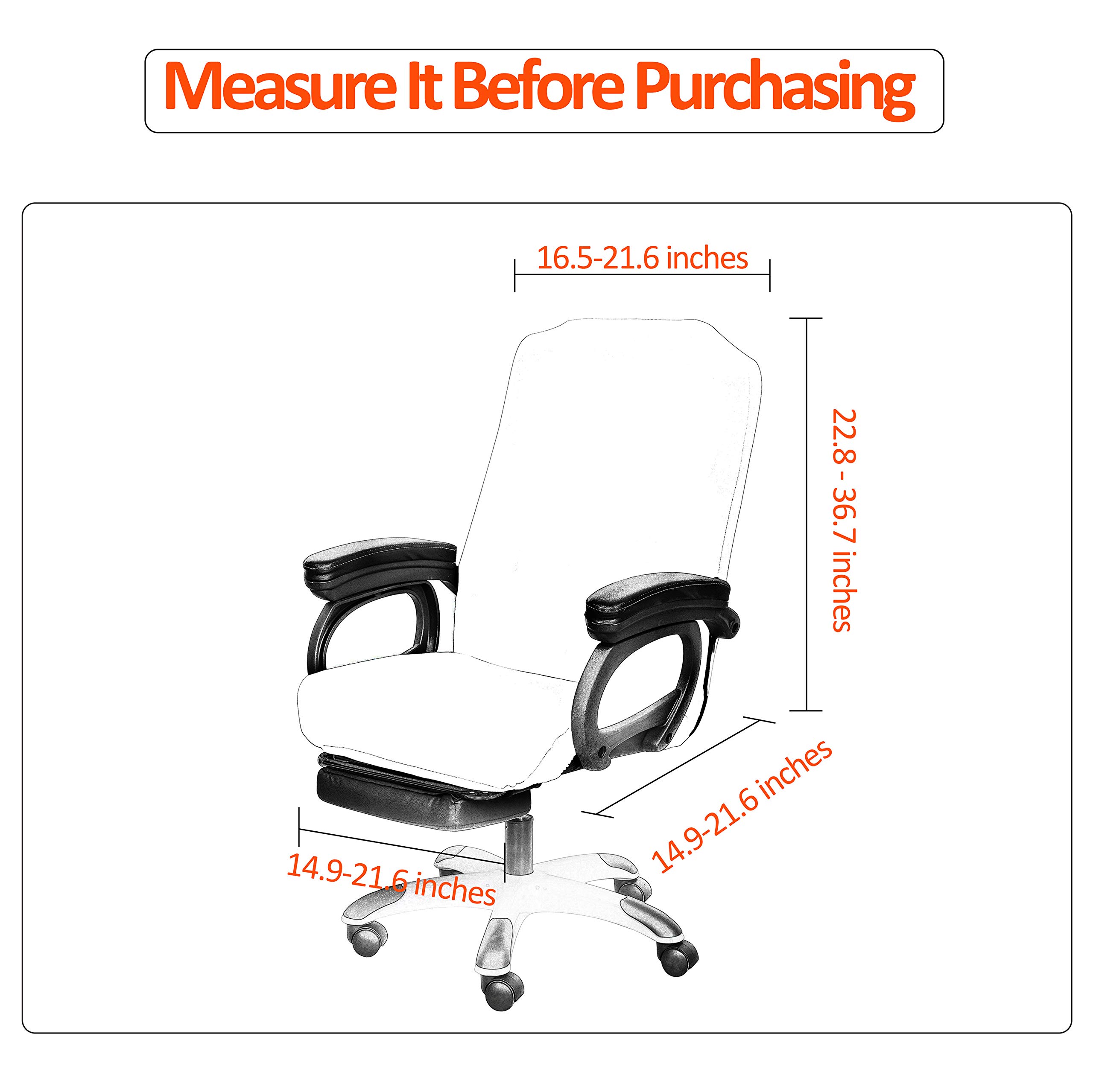 SARAFLORA Office Chair Cover - Medium Size, Brown - Universal Removable Washable Chair Protector with Zipper for Desk Chairs, Computer Chairs & Rotating Chairs - Pet-Friendly Seat Cover for Home Office & Workspace