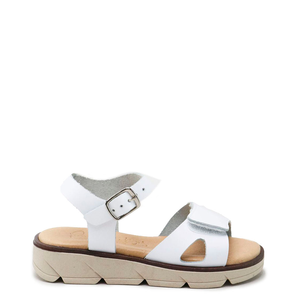 Papanatas White Velcro Platform Sandals for Women - Comfortable Summer Beach Shoes with Adjustable Straps | Perfect for Walking, Vacation & Casual Outfits