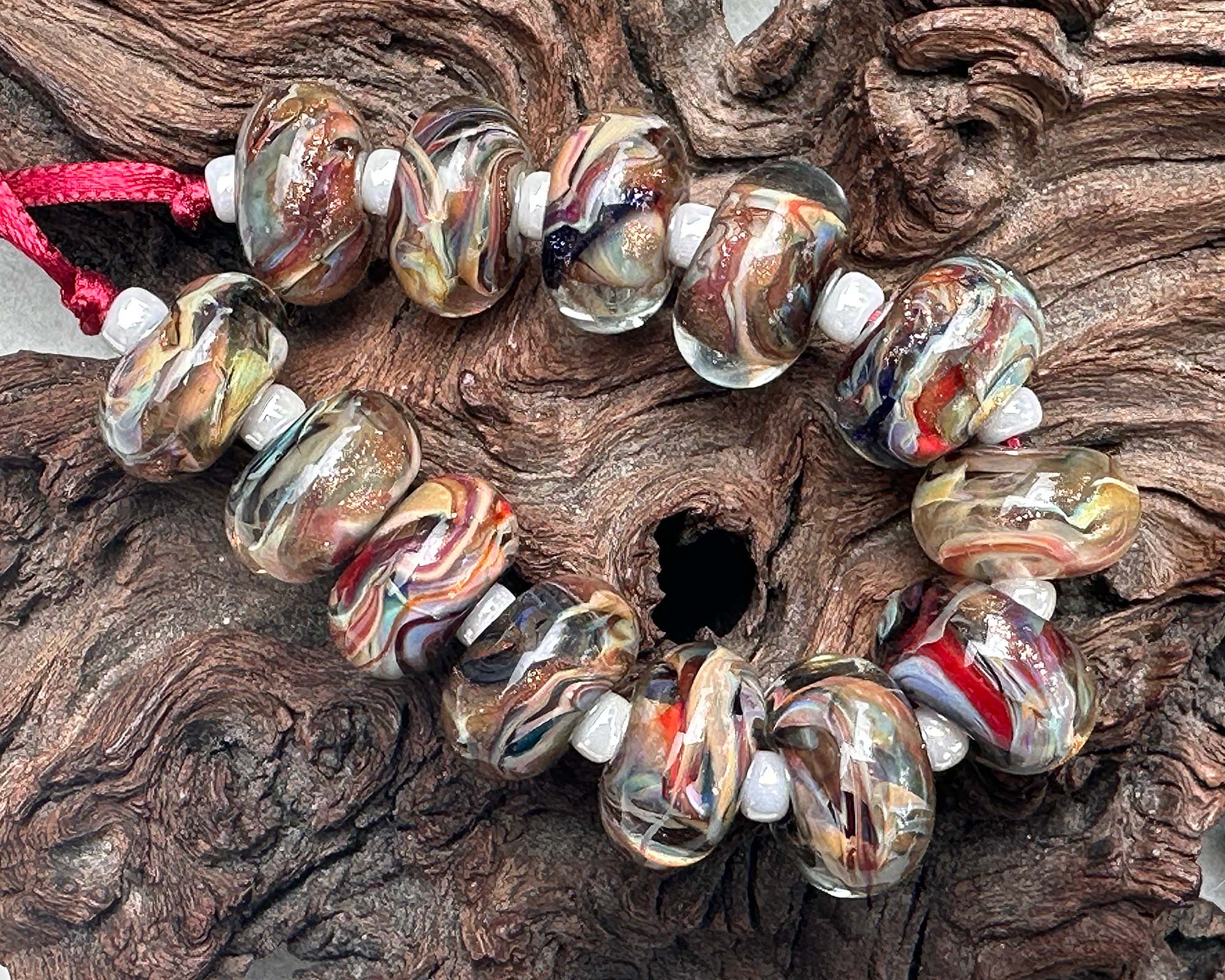 13-Piece Brown & Multicolor Lampwork Glass Beads Set for Jewelry Making - DIY Bracelets, Necklaces & Craft Projects (SRA)