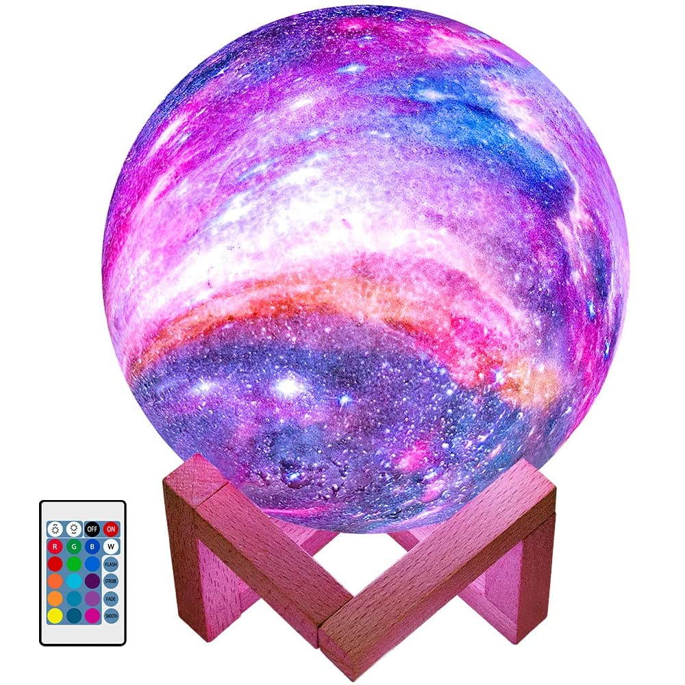 FVIIE Moon Lamp - 5.9 Inch 3D Galaxy Night Light with 16 Color LED, Remote & Touch Control - Perfect Gift for Kids, Women & Men - Ideal for Bedroom Decor, Romantic Atmosphere & Relaxation