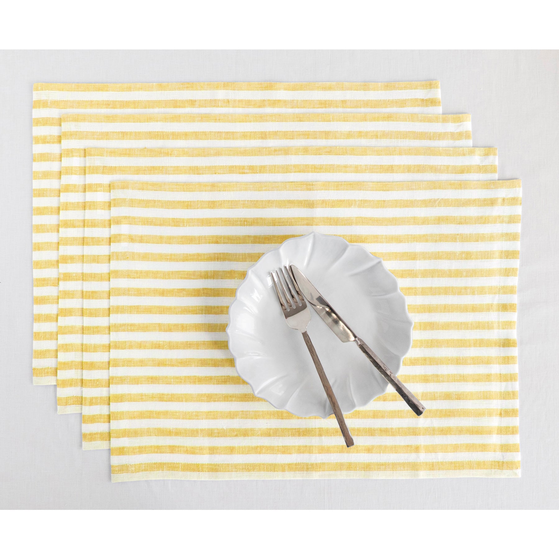 Amalfi Stripe Cotton Placemats Set of 6 - Waterproof & Washable Table Mats for Dining, Kitchen, and Party Decor - Elegant Italian-Inspired Table Setting Accessories