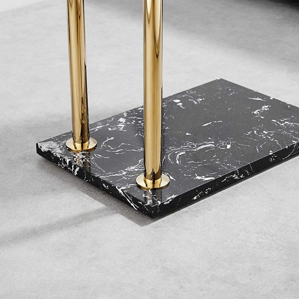 Freestanding Towel Rack - Double L Shape Metal Brass Towel Holder with Marble Base | Modern Bathroom & Kitchen Towel Drying Stand (80cm Height) | Perfect for Spa, Guest Bathrooms & Luxury Home Decor