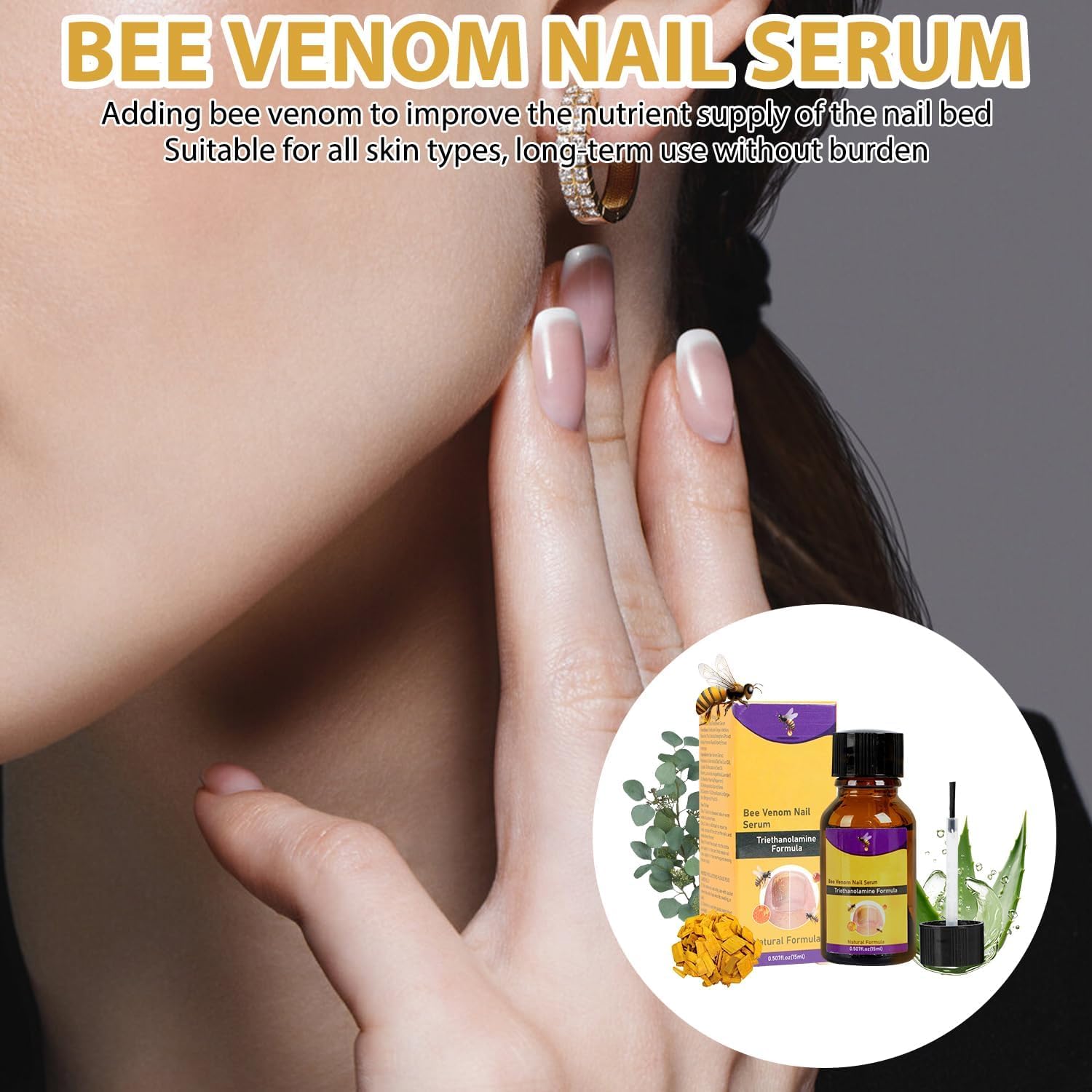 TZEP Natural Bee Venom Nail Growth & Repair Serum - 15ml Nail Treatment for Stronger, Healthier Nails - Perfect for Damaged, Brittle Nails & Nail Care Routine