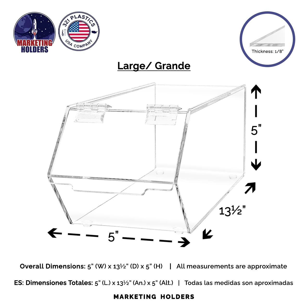 Clear Acrylic Food Storage Bin with Hinged Lid - 5