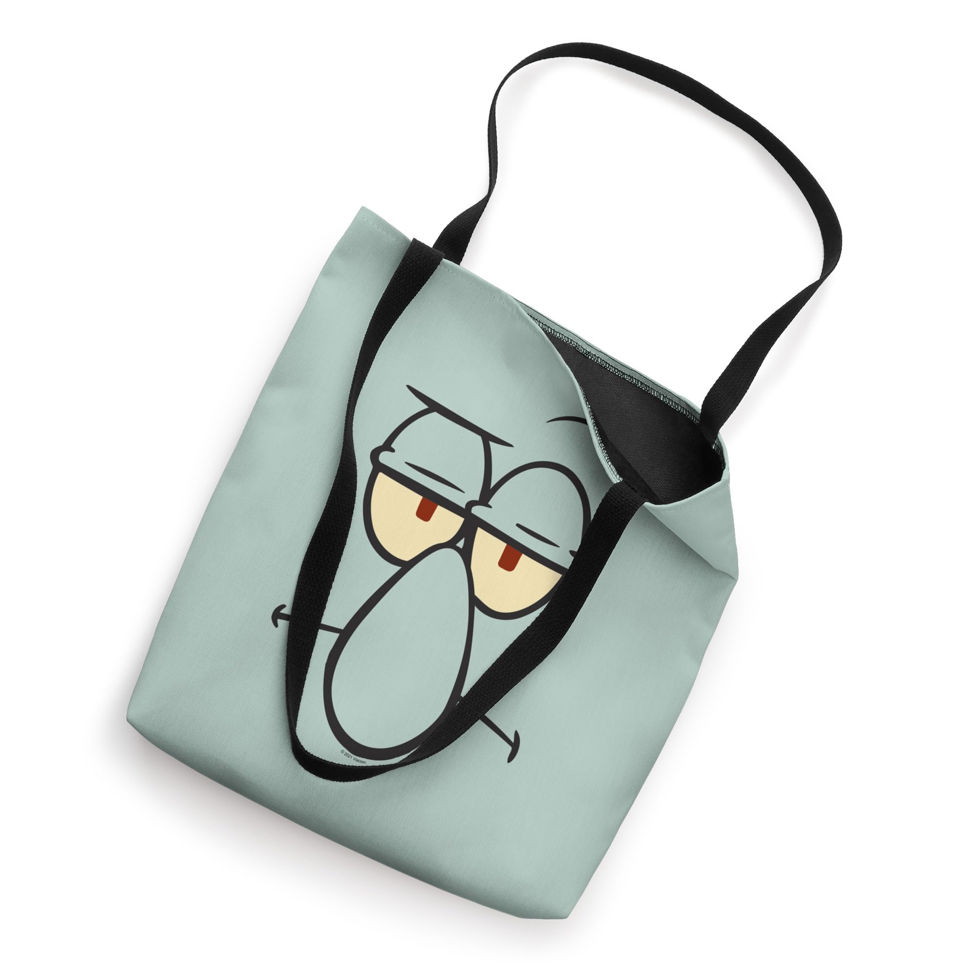 SpongeBob SquarePants Squidward Funny Eyebrow Raise Tote Bag - Large Reusable Shopping Bag for Fans, Beach, School & Grocery Shopping