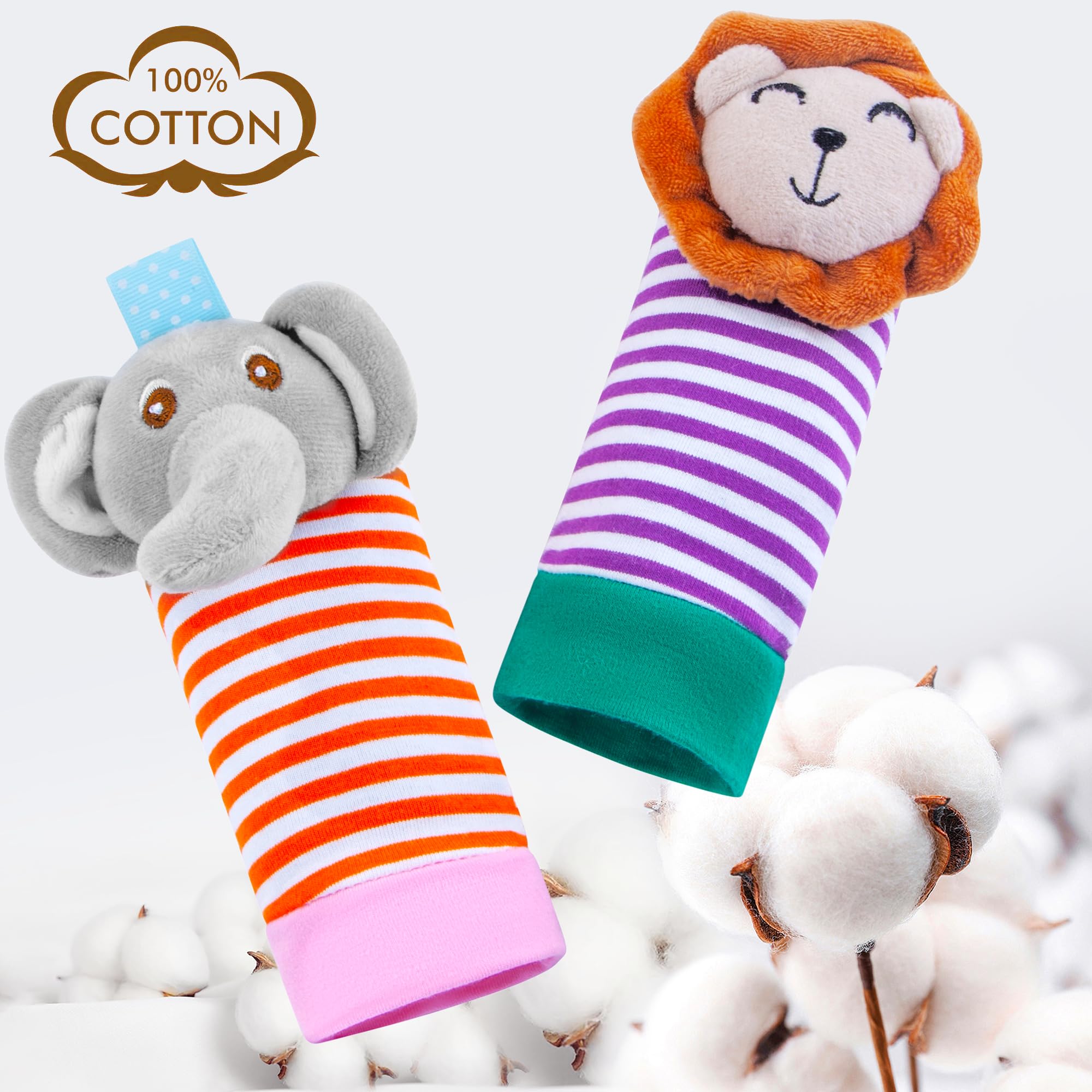 **Soft Baby Rattle Socks & Wristband Set - Sensory Toys for Infants 0-12 Months | Cute Cotton Rattle Accessories for Boys & Girls | Perfect Baby Shower Gift & Early Learning Playtime**    *(Ideal for Tummy Time, Sensory Development, and Newborn Play Stimulation)*