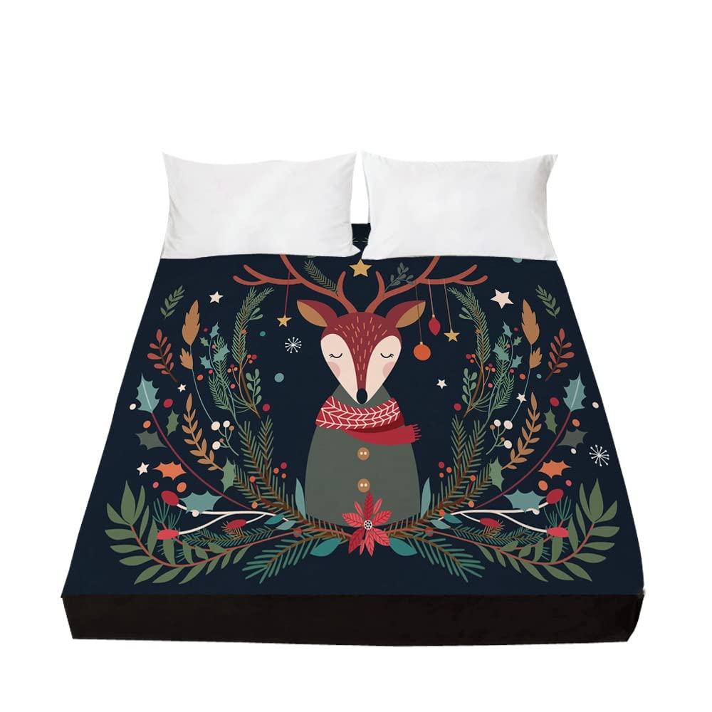 Christmas Quilt Cover Set - Twin/Full/Queen/King Size Bedding with Pillowcases - Santa Claus Moose Holiday Puppy Ball Design - Festive New Year Kids Bedroom Decor (4PCS Queen Size) - Perfect for Holiday Guest Rooms & Cozy Winter Nights