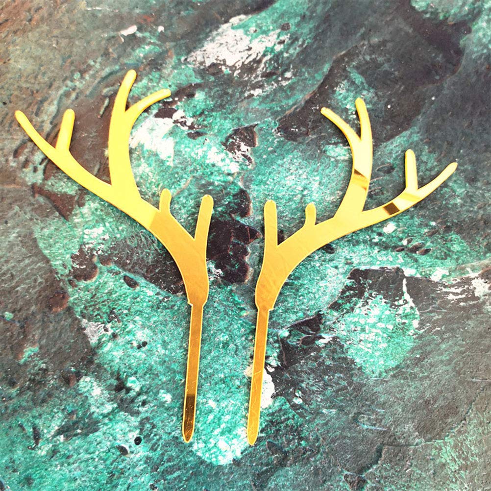7 Pairs Acrylic Christmas Antlers Cake Toppers - Reindeer Horn Cake Decorations for Holiday Parties, Birthday Cakes, and Festive Dessert Decorating
