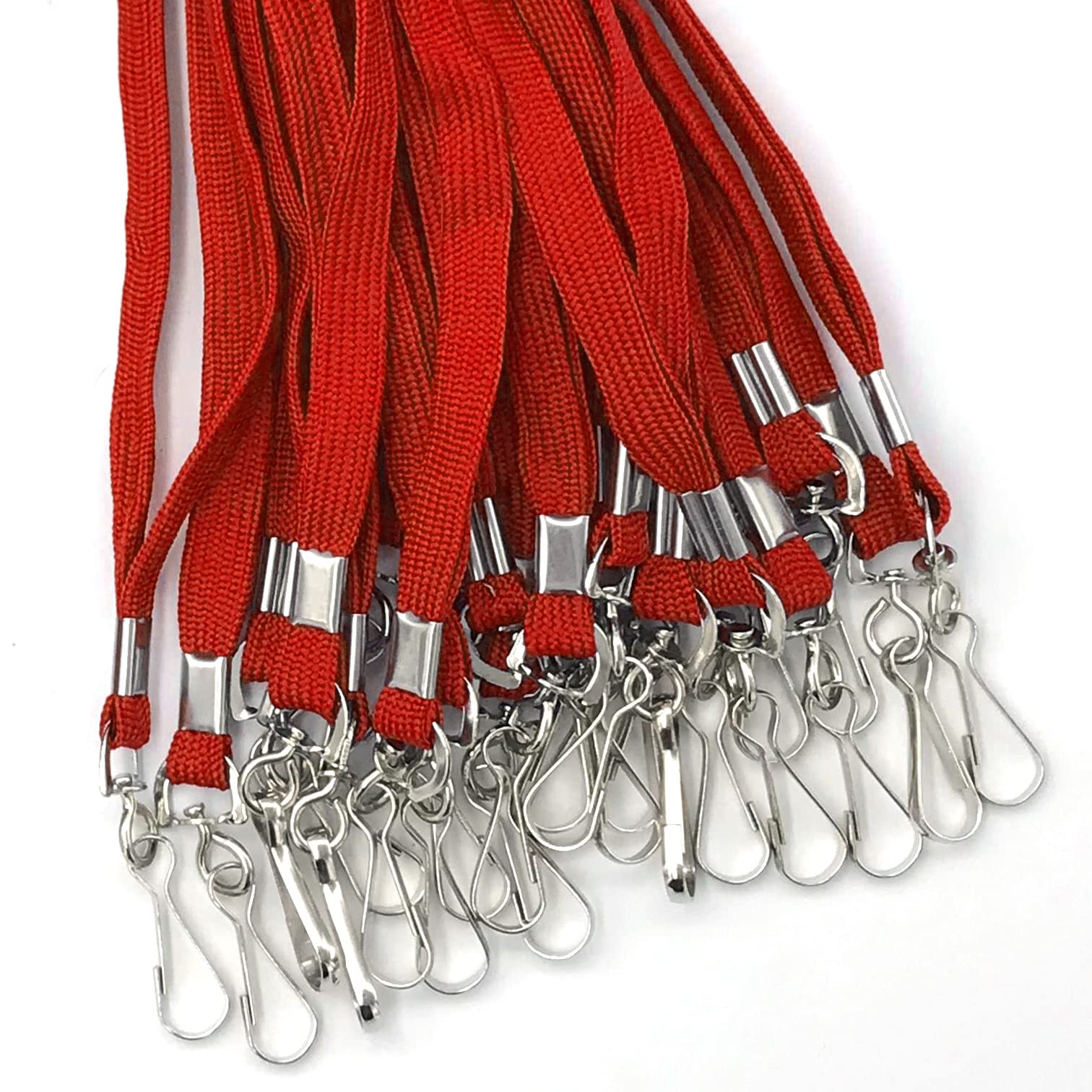 Beebel 100 Pack Red Lanyards with Swivel Hook - ID Badge Holders for Office & Events