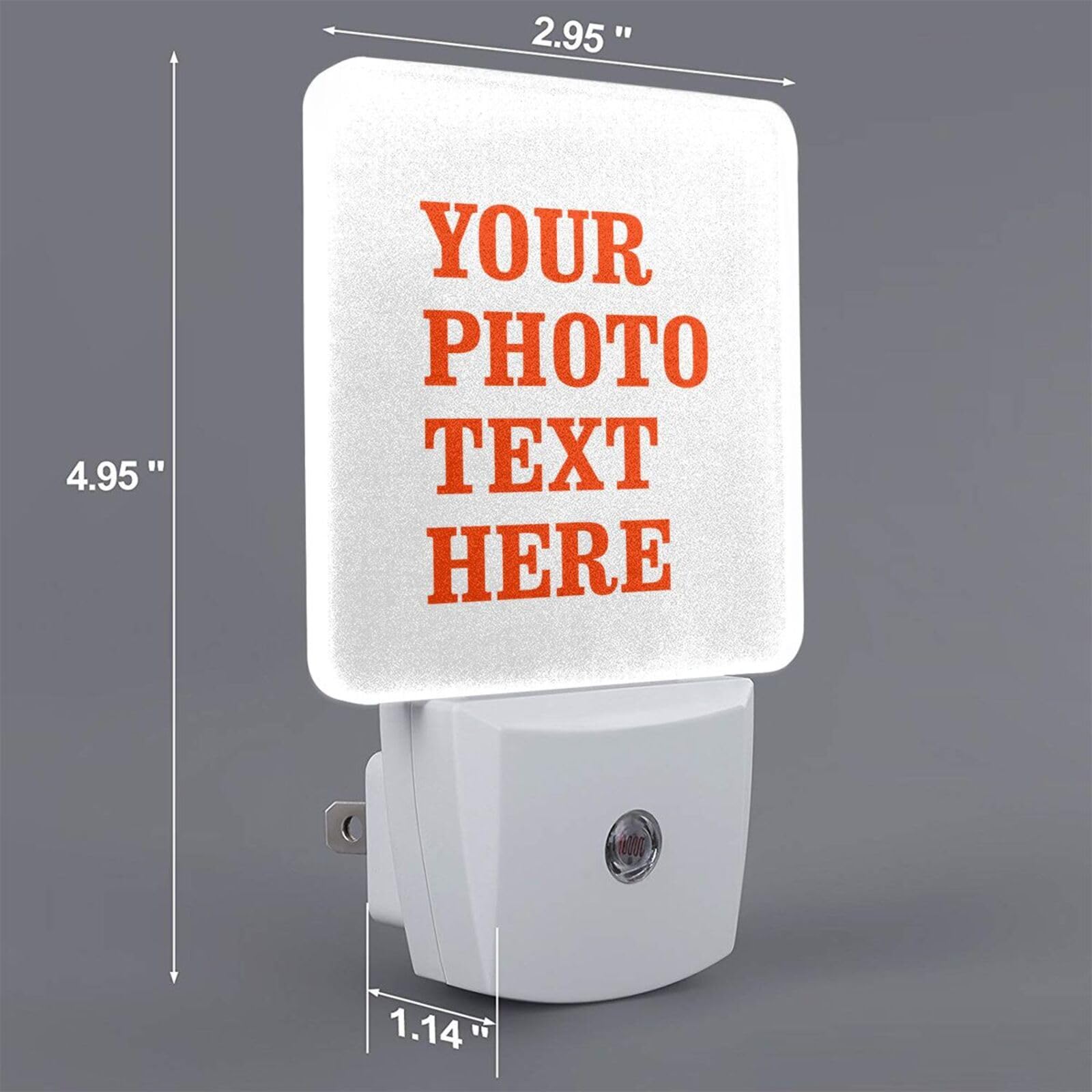 Custom Personalized LED Night Lights Set of 2 - Photo/Logo/Text Engraved with Auto Dusk-to-Dawn Sensor - Plug-in Night Lamp for Home, Bedroom, Bathroom, Hallway & Stairs - Perfect for Kids Rooms, Nurseries & Gift Giving