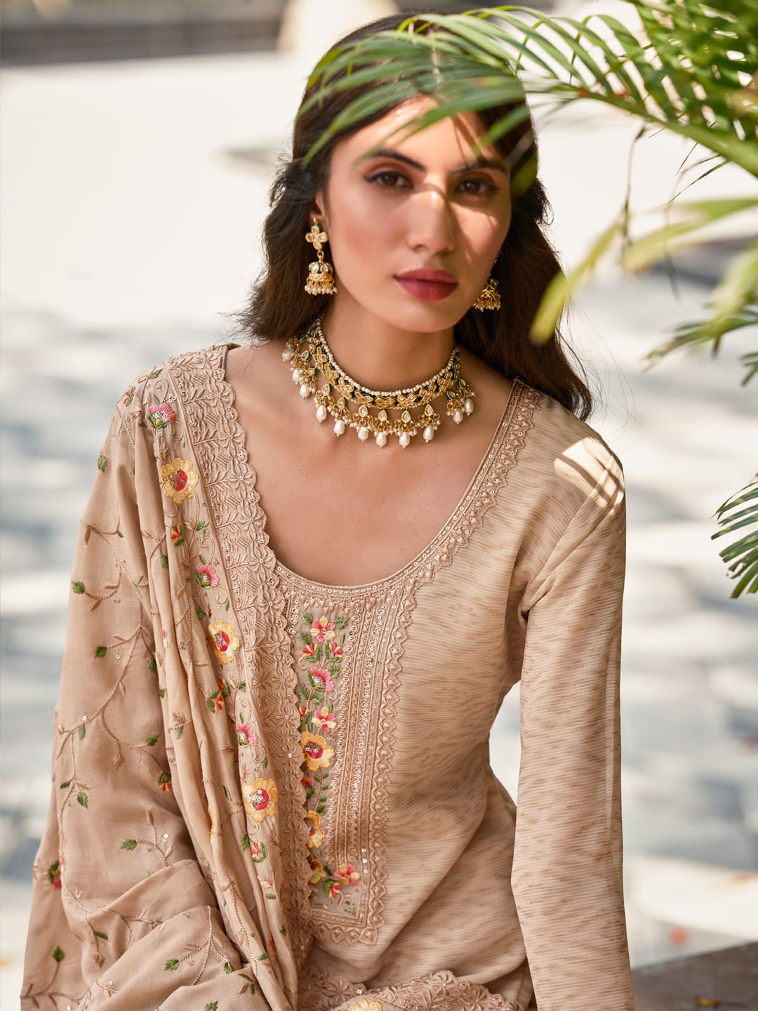 Luxury Beige Heavyweight Designer Pant Suit with Elegant Embroidery - Perfect for Formal Events, Business Meetings & Special Occasions