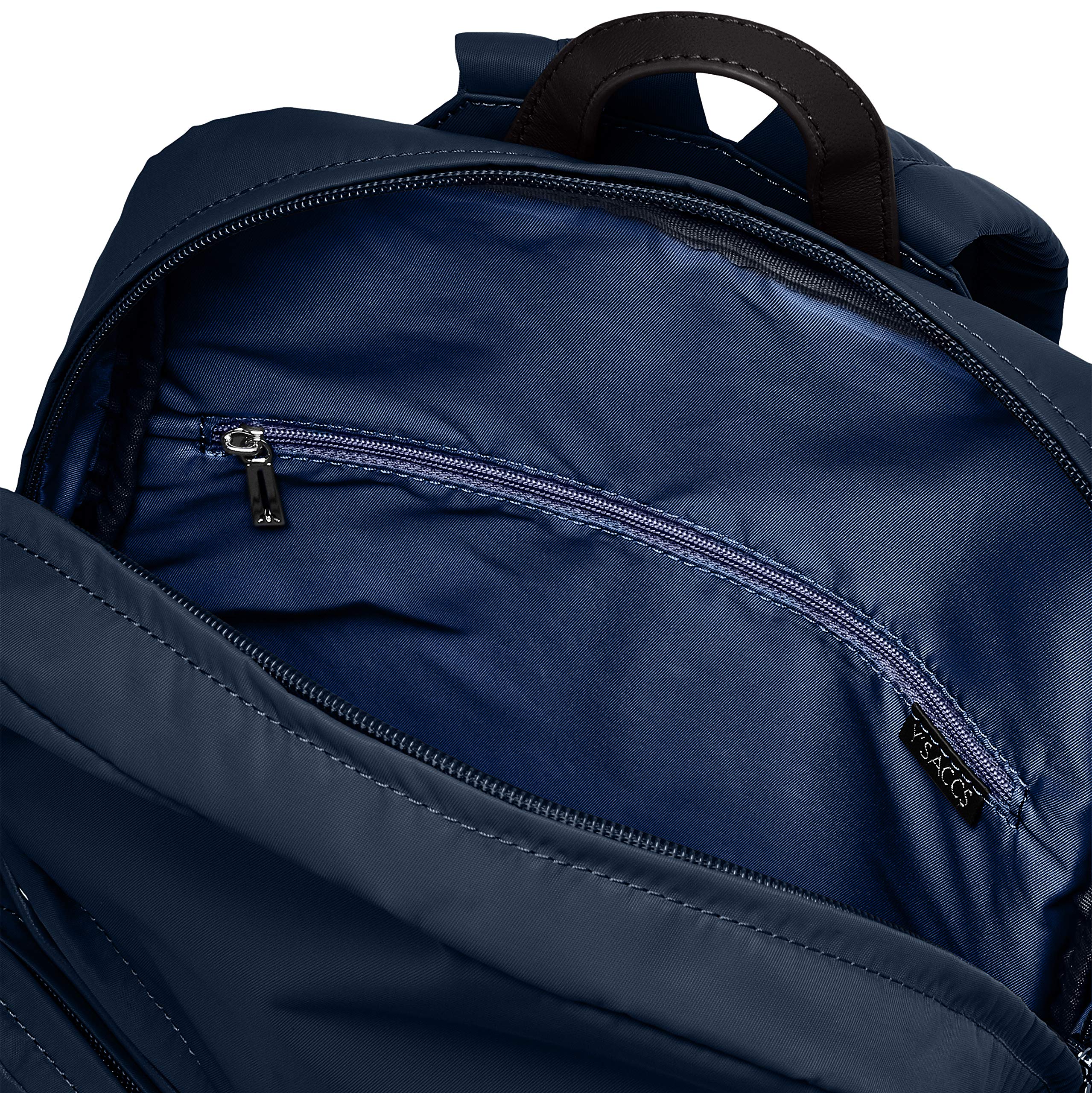 Y'saccs Isaac Women's Backpack - Eco-Friendly Recycled Nylon Double Pocket Travel Backpack in Navy | Perfect for Work, School & Outdoor Adventures