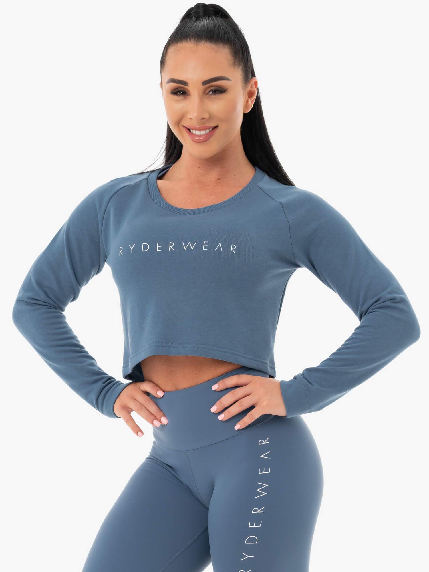 Staples Cropped Sweater - Steel Blue | Women's Casual Pullover for Fall & Winter | Perfect for Office, Date Night & Weekend Outfits