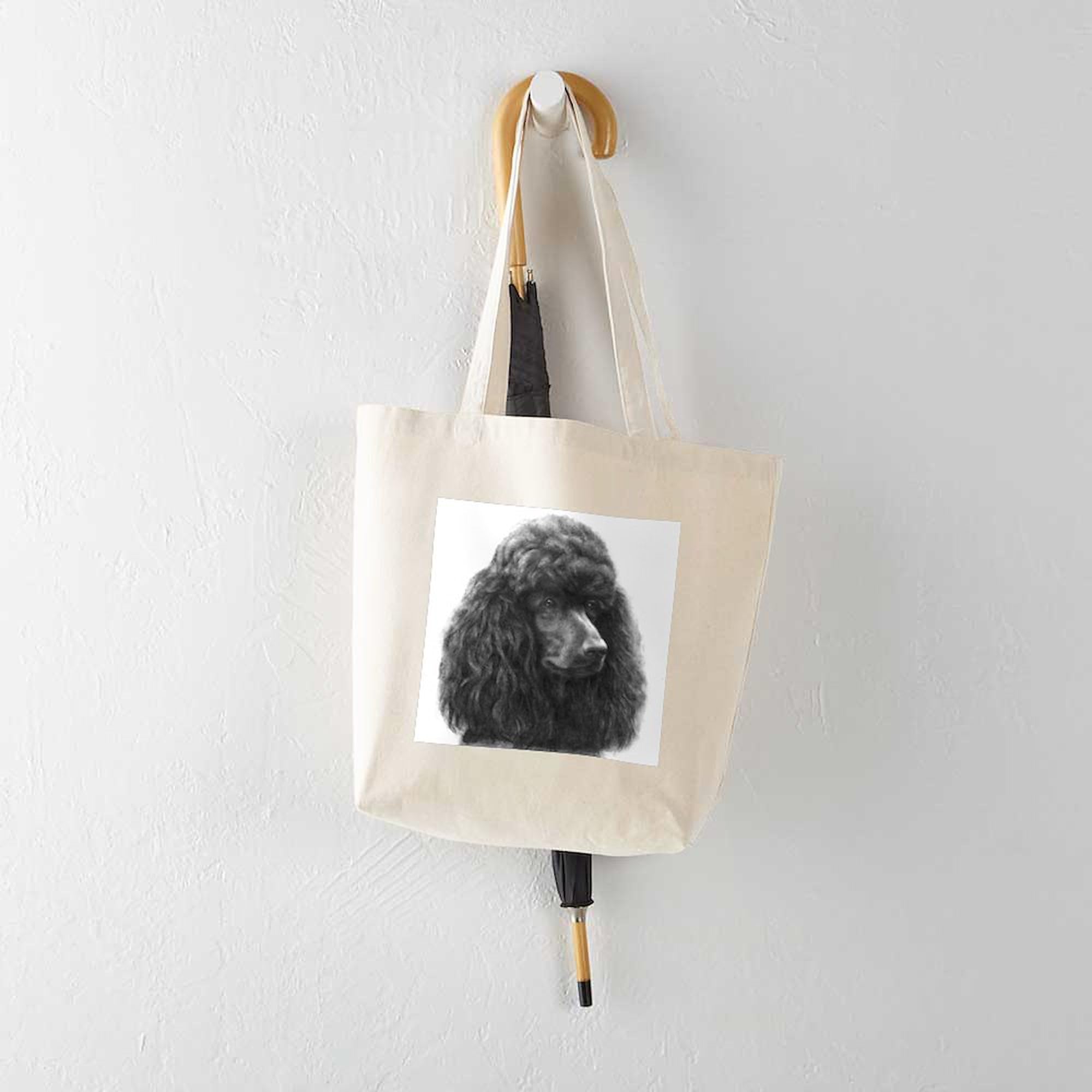 Black or Chocolate Poodle Tote Bag - Natural Canvas Reusable Shopping Bag for Groceries, Beach & Everyday Use | Eco-Friendly & Durable