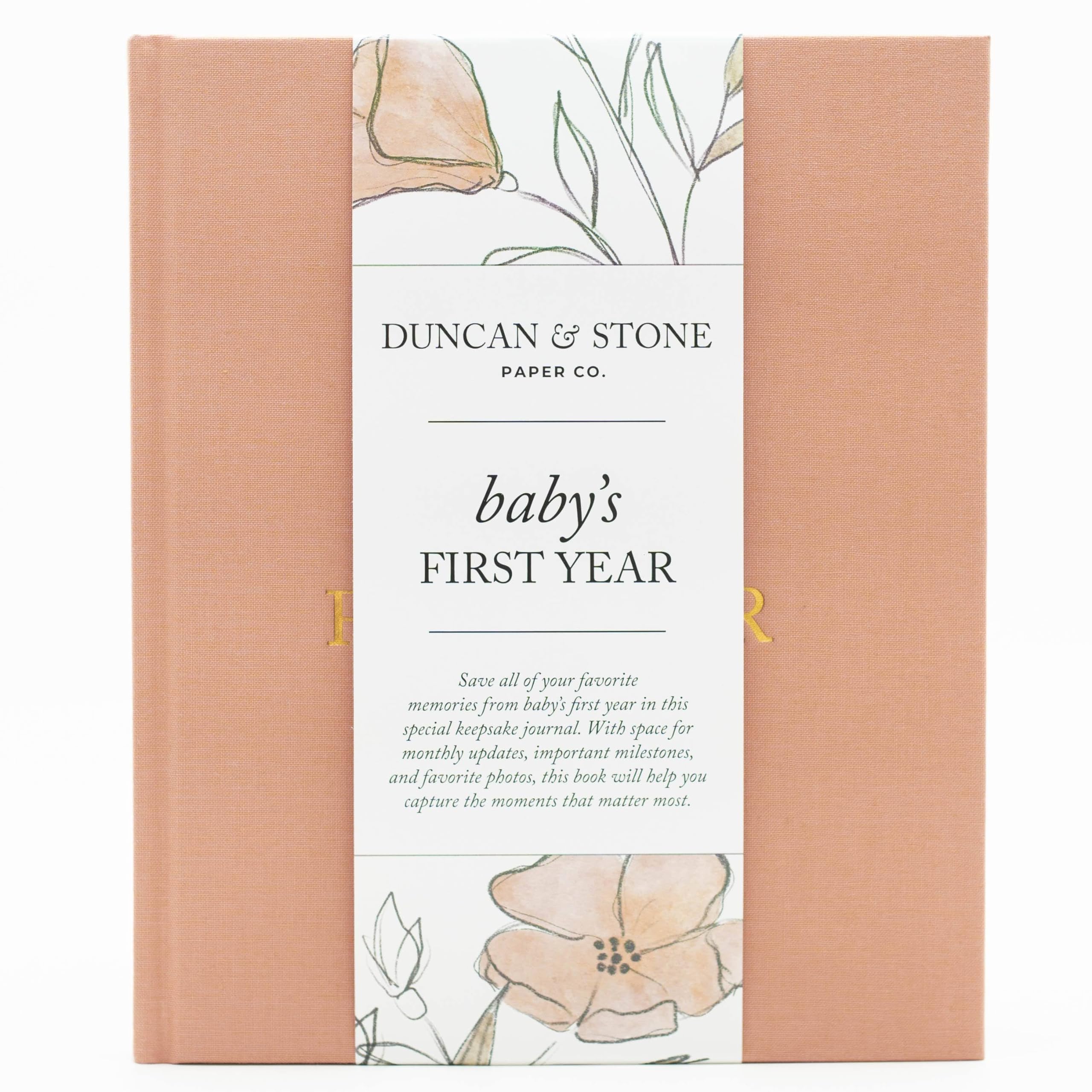 Baby Memory Book First Year - Heirloom Keepsake for Recording Milestones, Photos & Memories | Pregnancy Journal & Baby Growth Tracker (112 Pages, Dusty Rose) - Perfect for New Parents, Baby Showers & Creating Cherished Family Keepsakes