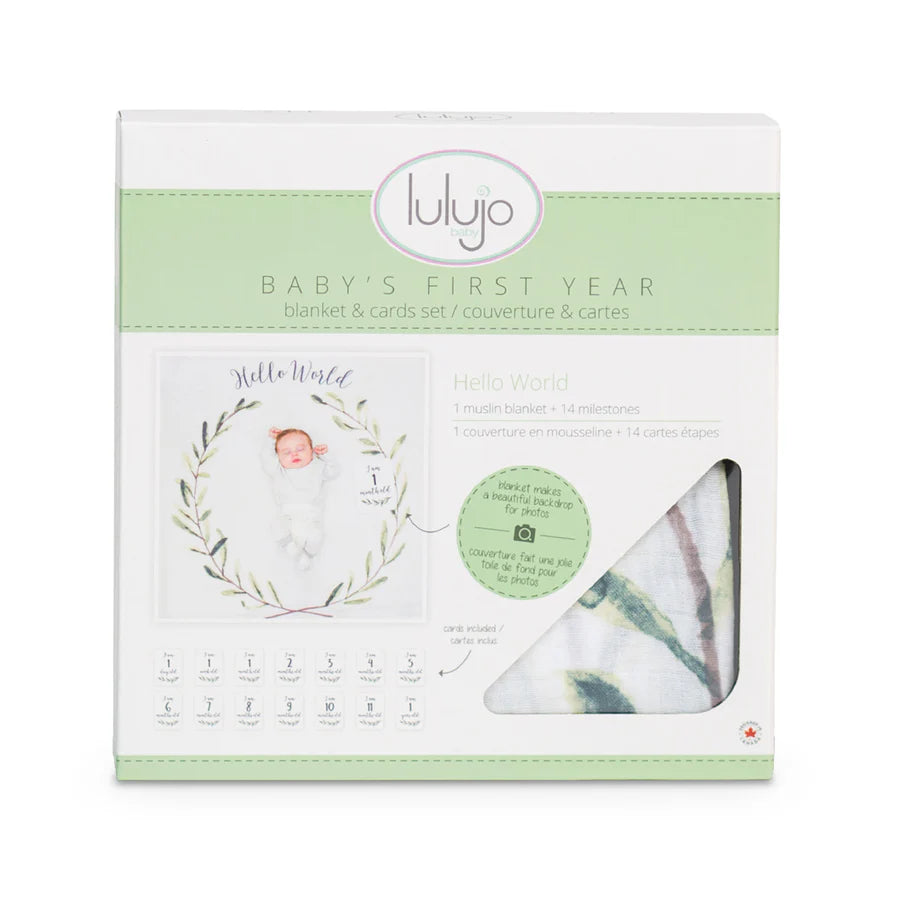 Baby's First Year Hello World Wreath - Personalized Newborn Nursery Decor for Baby Shower Gifts & Monthly Milestone Photos - Perfect for Nursery Wall, Birthday Party Decorations & First Birthday Keepsakes
