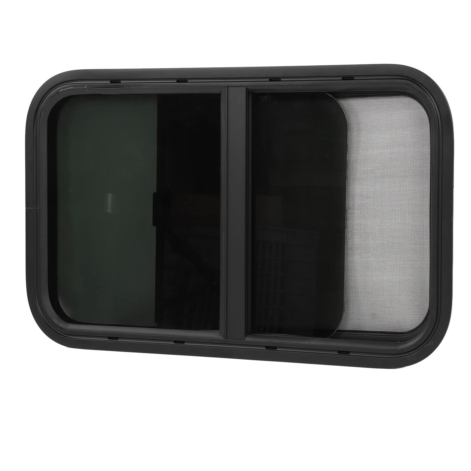 27.56 x 15.75 Inch RV Trailer Window with Screen - Horizontal Sliding Window Replacement for Campers, Engineering Vehicles | Durable Round Corner Design for Mobile Homes & Travel Trailers