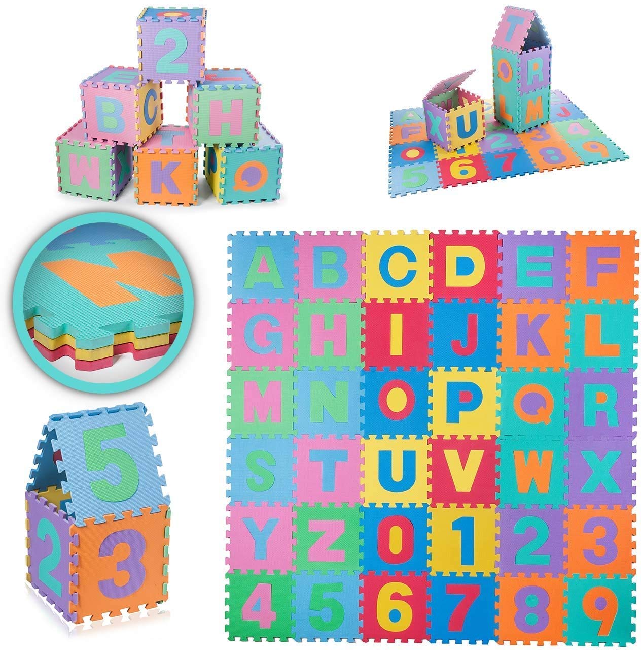 Storio 36-Piece Interlocking Foam Puzzle Mat for Kids - Alphabet & Number Learning Playmat, Non-Toxic & Durable, Made in India | Perfect for Playrooms, Daycares & Educational Activities