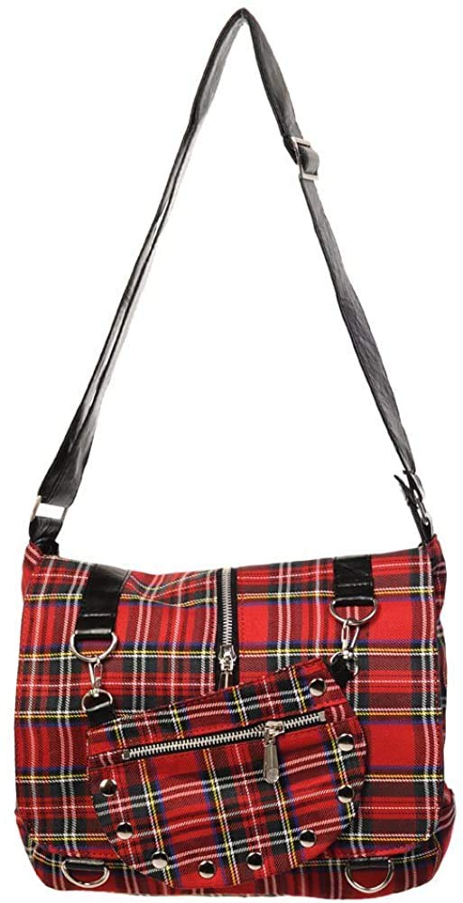 Stylish Red Tartan Plaid Punk Messenger Crossbody Bag for Women - Perfect for Daily Use, Work, and Casual Outfits