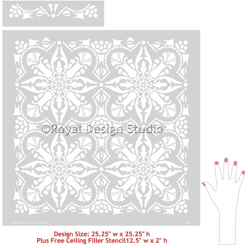 Marisol Damask Tile Stencil - Reusable DIY Wall & Floor Stenciling Kit for Home Decor, Bathroom, Kitchen Backsplash - Perfect for Painting Patterns on Ceramic, Wood, Concrete Surfaces