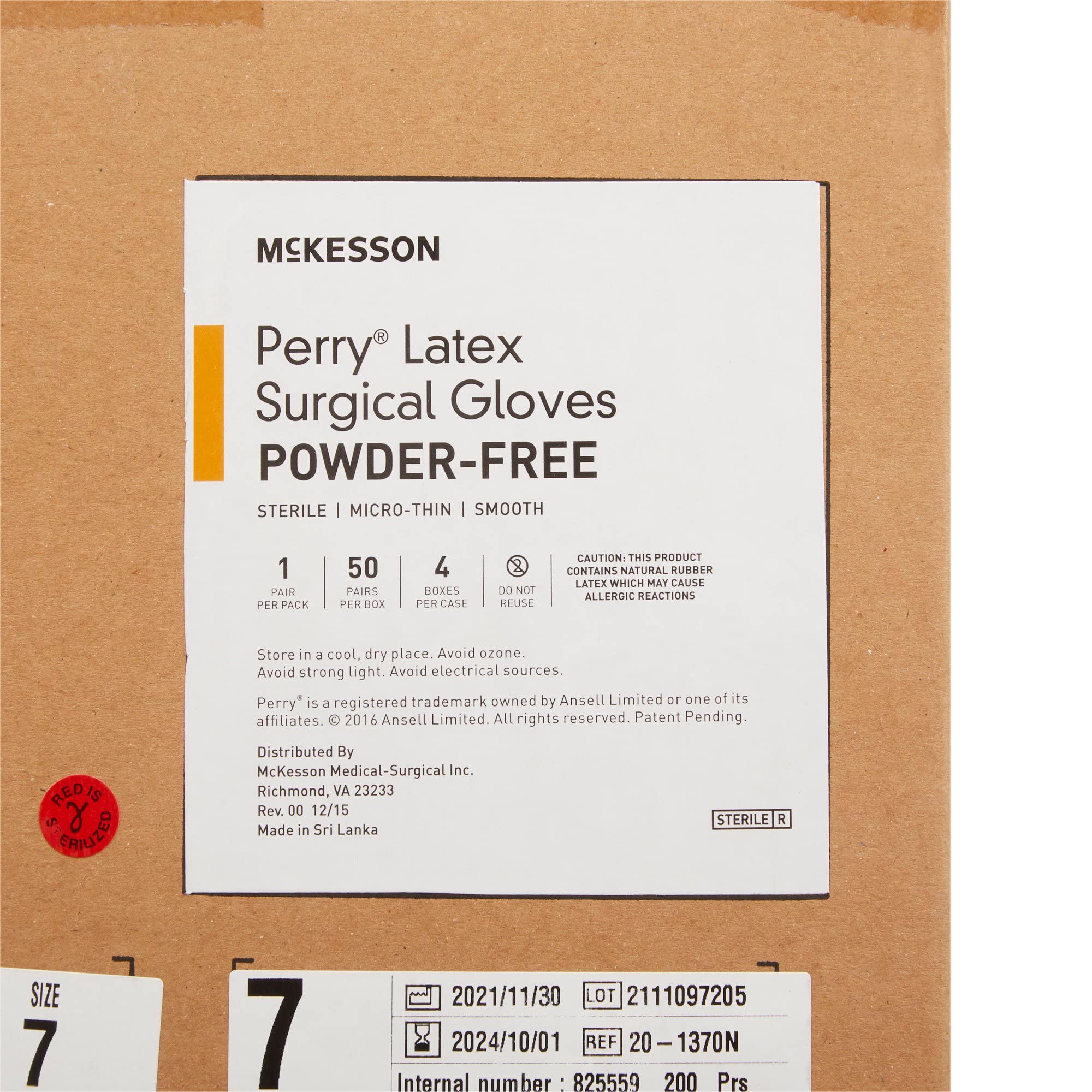 McKesson Perry Latex Surgical Gloves - 200 Pairs | Sterile, Powder-Free, Disposable Medical Exam Gloves | Size 7.0, Brown | Micro-Thin for Superior Sensitivity | Ideal for Healthcare Professionals, Dental Work & Tattoo Artists