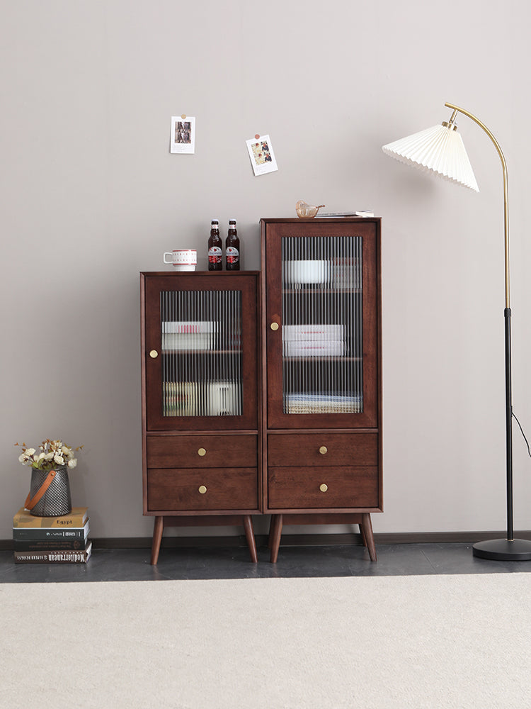 ELLEN SWEDEN Scandinavian Glass Display Bookcase - Solid Hardwood Bookshelf for Living Room, Office & Library - Modern Book Storage & Home Decor