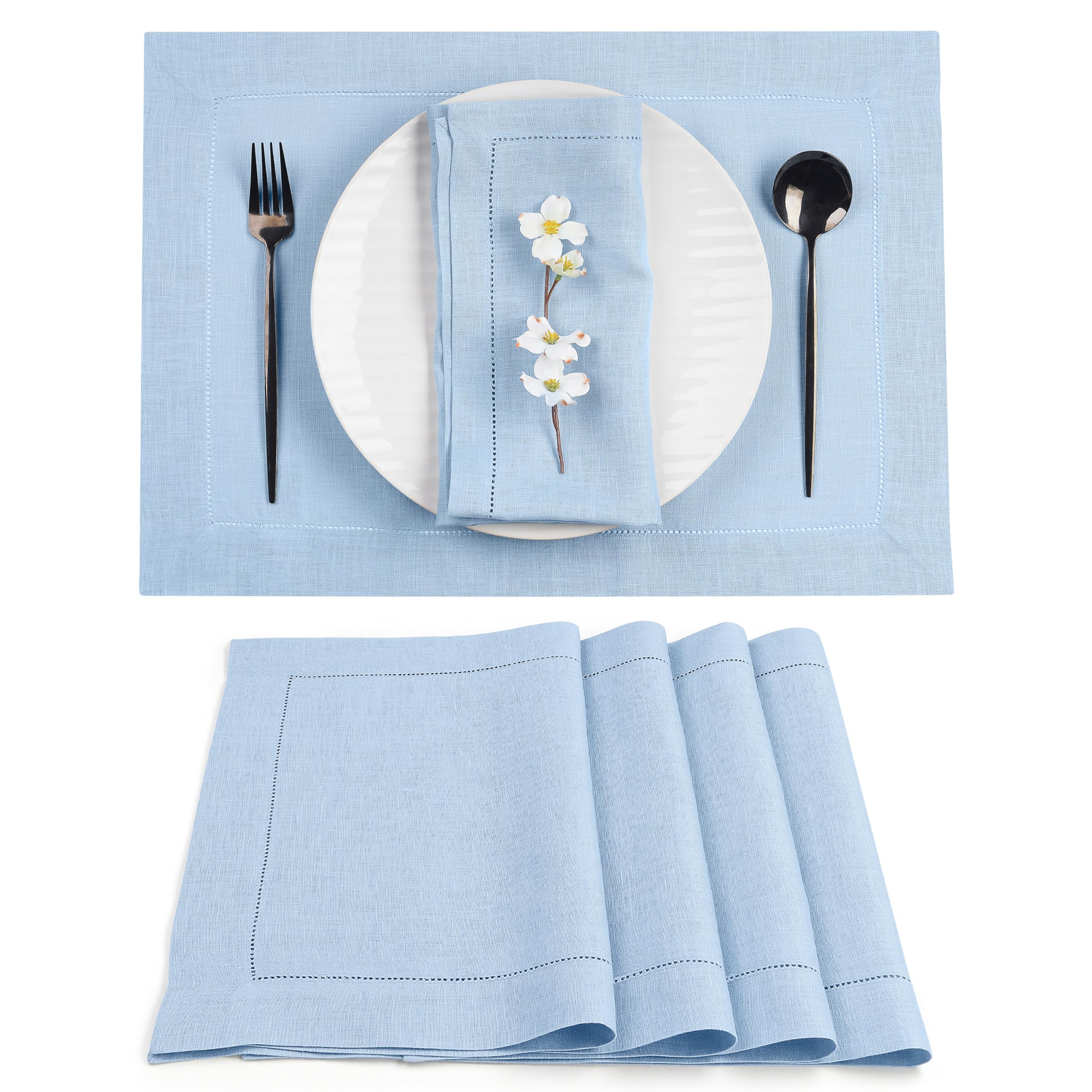 D'Moksha Homes 100% Pure Linen Placemats Set of 4 - 14