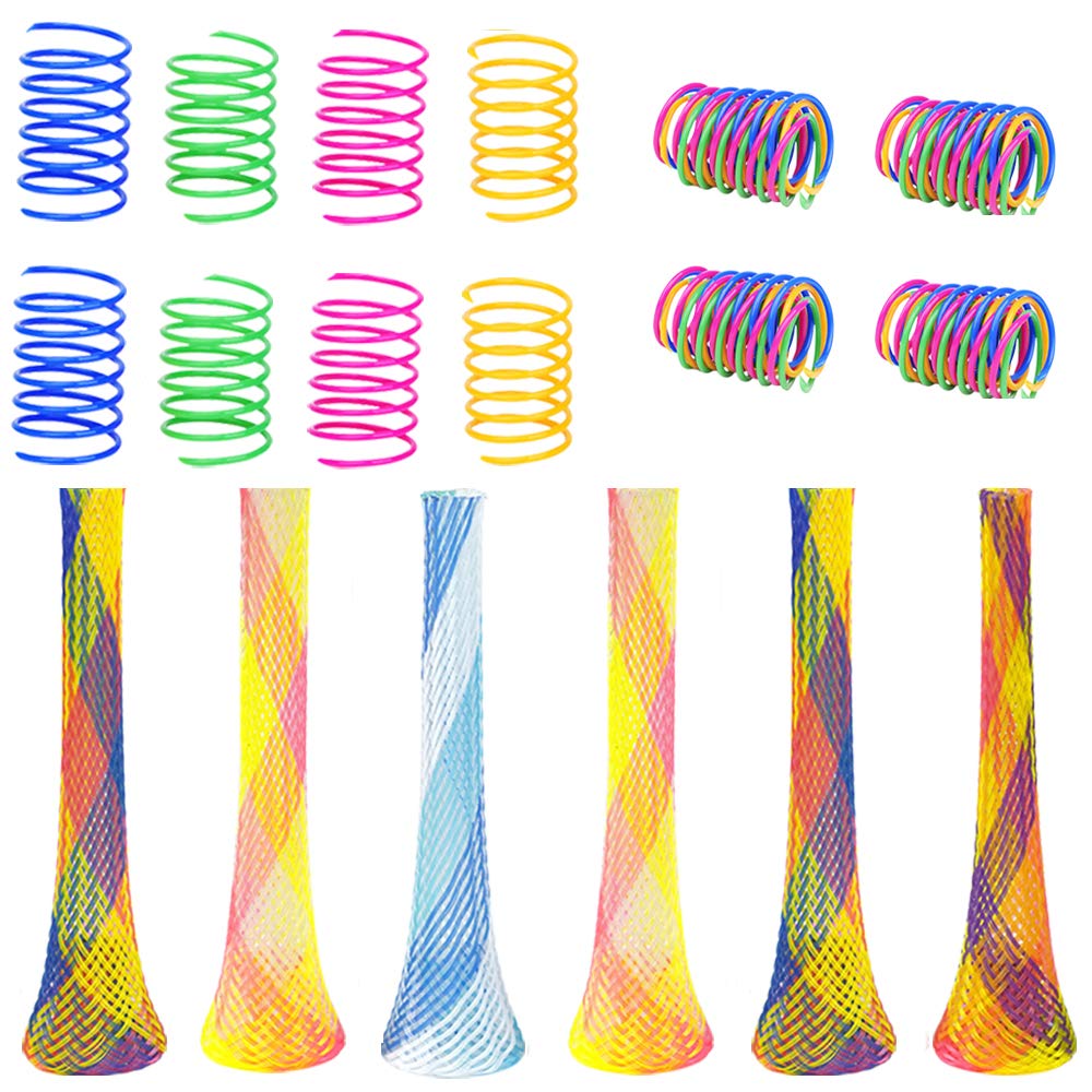Maxin 30 Pcs Colorful Plastic Cat Spring Toys Set - Spiral Tube & Spring Toys for Kittens - Interactive Pet Toys for Swatting, Biting & Hunting - Perfect for Indoor Play, Exercise & Bonding with Your Cat