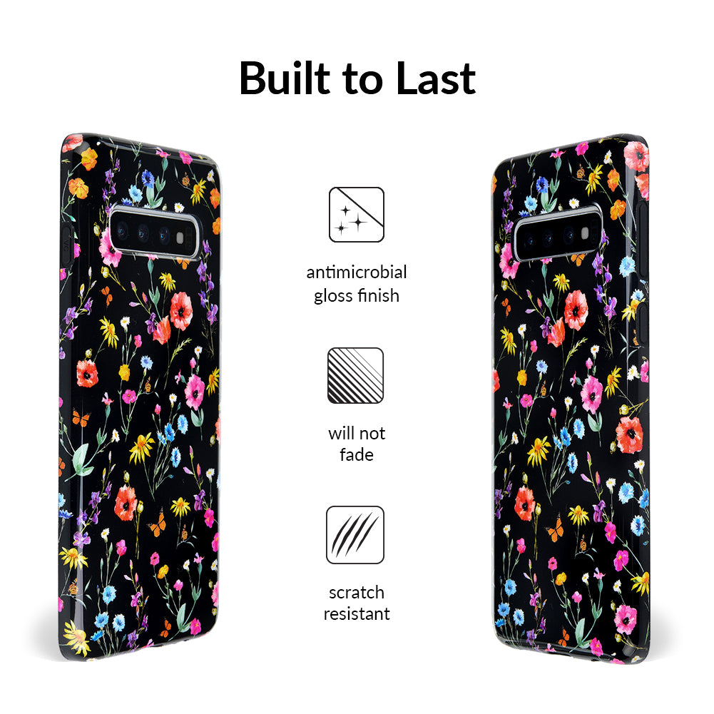 Samsung Galaxy Phone Case with Black Wildflower Design - Stylish & Protective Cover for Everyday Use