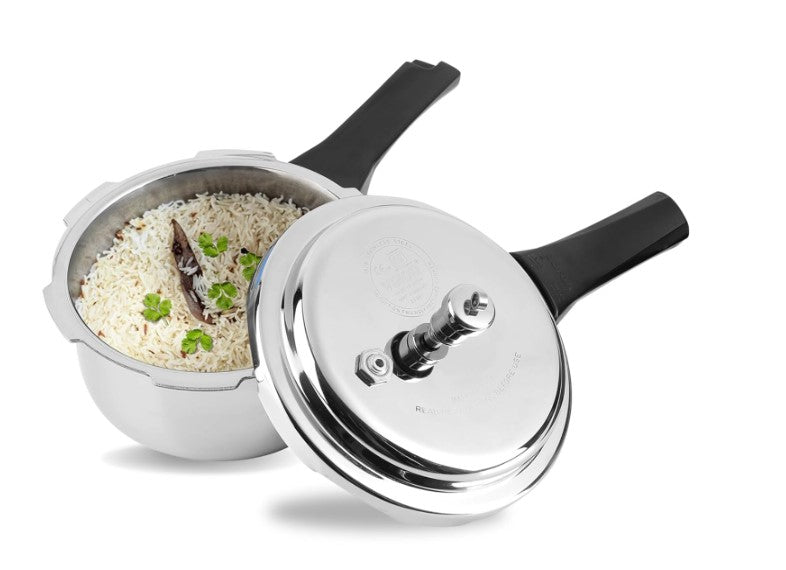 Vinod Platinum Triply Stainless Steel Pressure Cooker 2L with Outer Lid | SAS Induction & Gas Base Cookware | ISI & CE Certified | Perfect for Indian Cooking, Meal Prep & Fast Pressure Cooking
