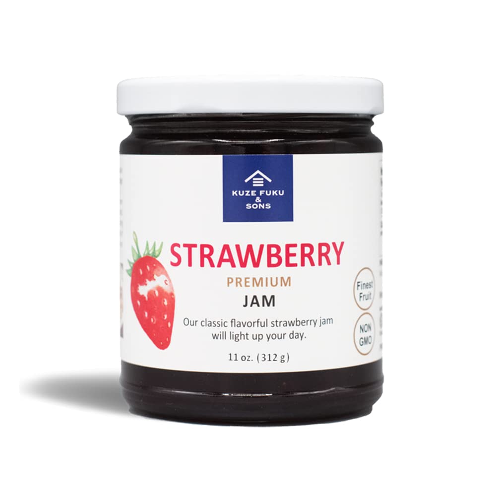 KUZE FUKU & SONS All Natural Strawberry Jam - Non-GMO Real Fruit Preserves, No Artificial Flavors or Additives, 11 Oz (311.84g) - Perfect for Toast, Pancakes, Yogurt & Dessert Toppings
