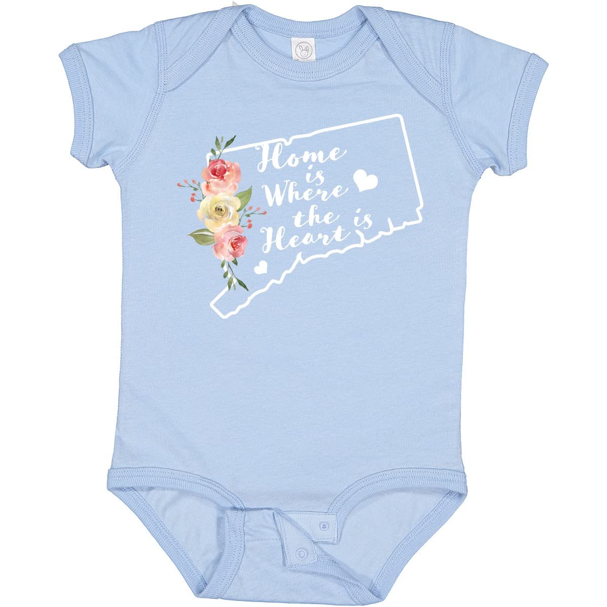 Inktastic Connecticut Home is Where The Heart is Watercolor Baby Bodysuit - Soft Cotton Onesie for Newborns & Infants, Perfect for Family Photos, Holidays & Everyday Wear