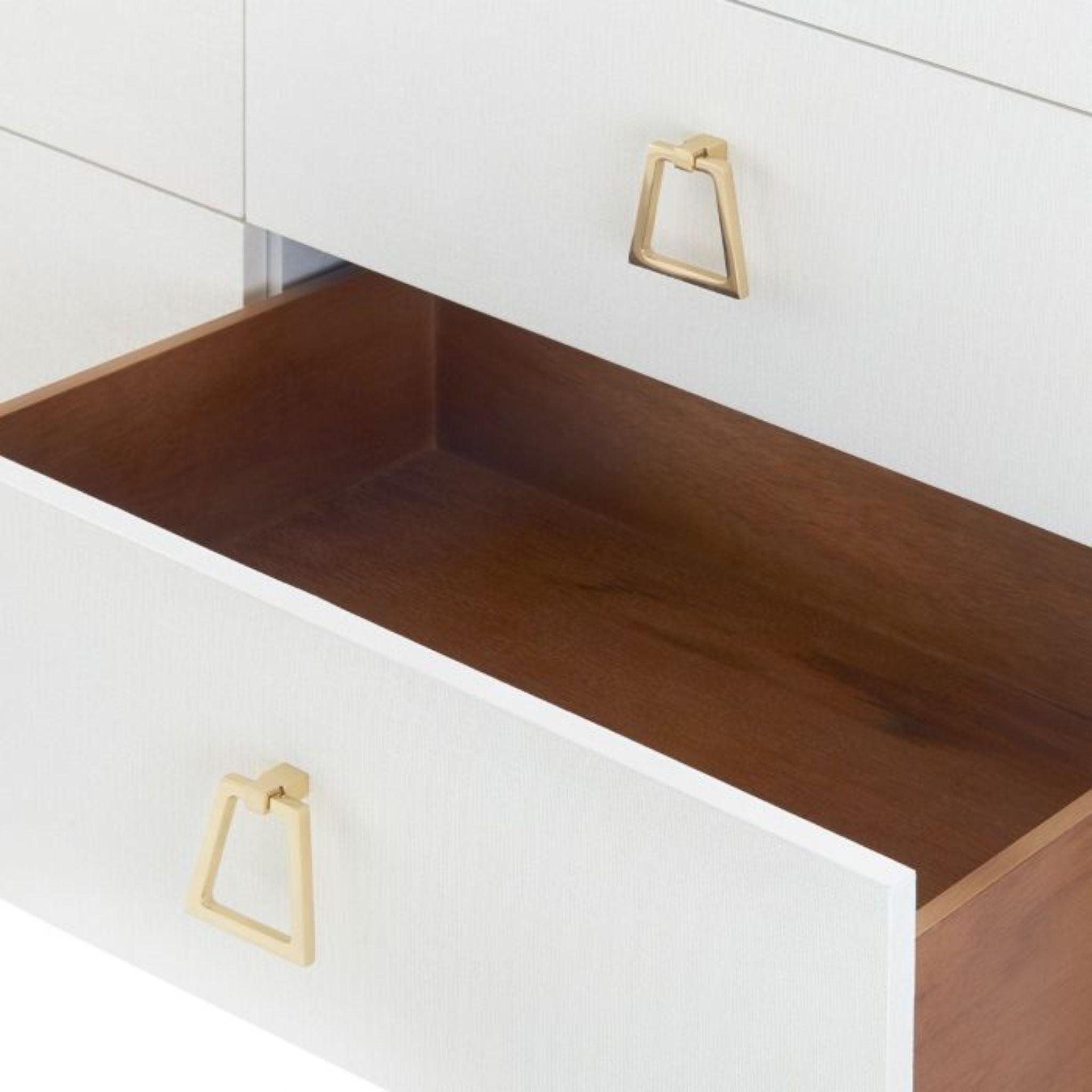 Audrey 6-Drawer Chest Dresser in Cream - Customizable Pulls for Bedroom & Living Room Storage