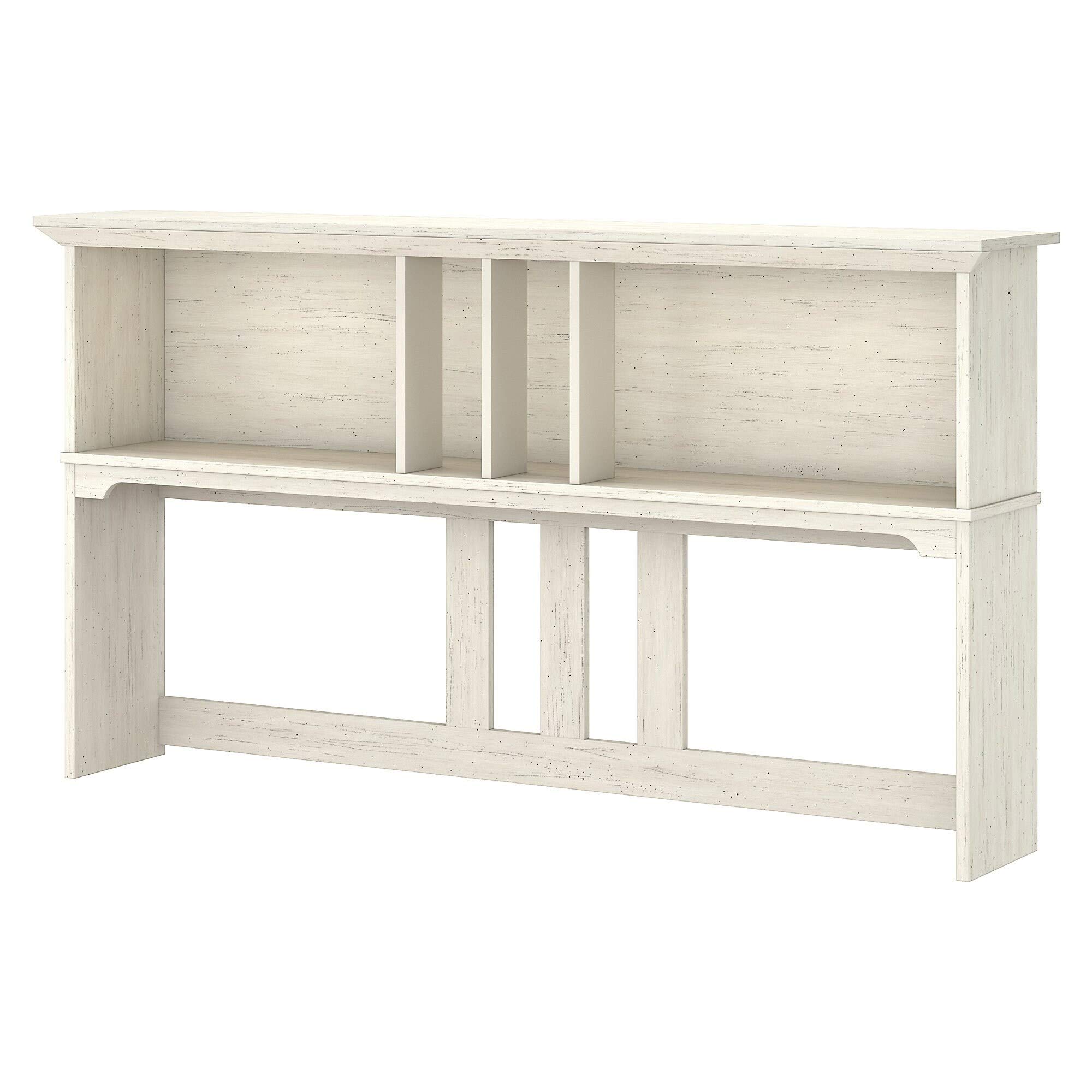 60-Inch L-Shaped Desk Hutch in Antique White MDF - Perfect for Home Office, Study Room & Workspace Organization