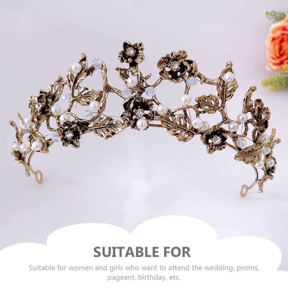 Beavorty Elegant Crown Headband - Wedding Bridal Headpiece with Imitation Pearls, Birthday Party Hair Accessories for Girls, Prom & Special Occasions