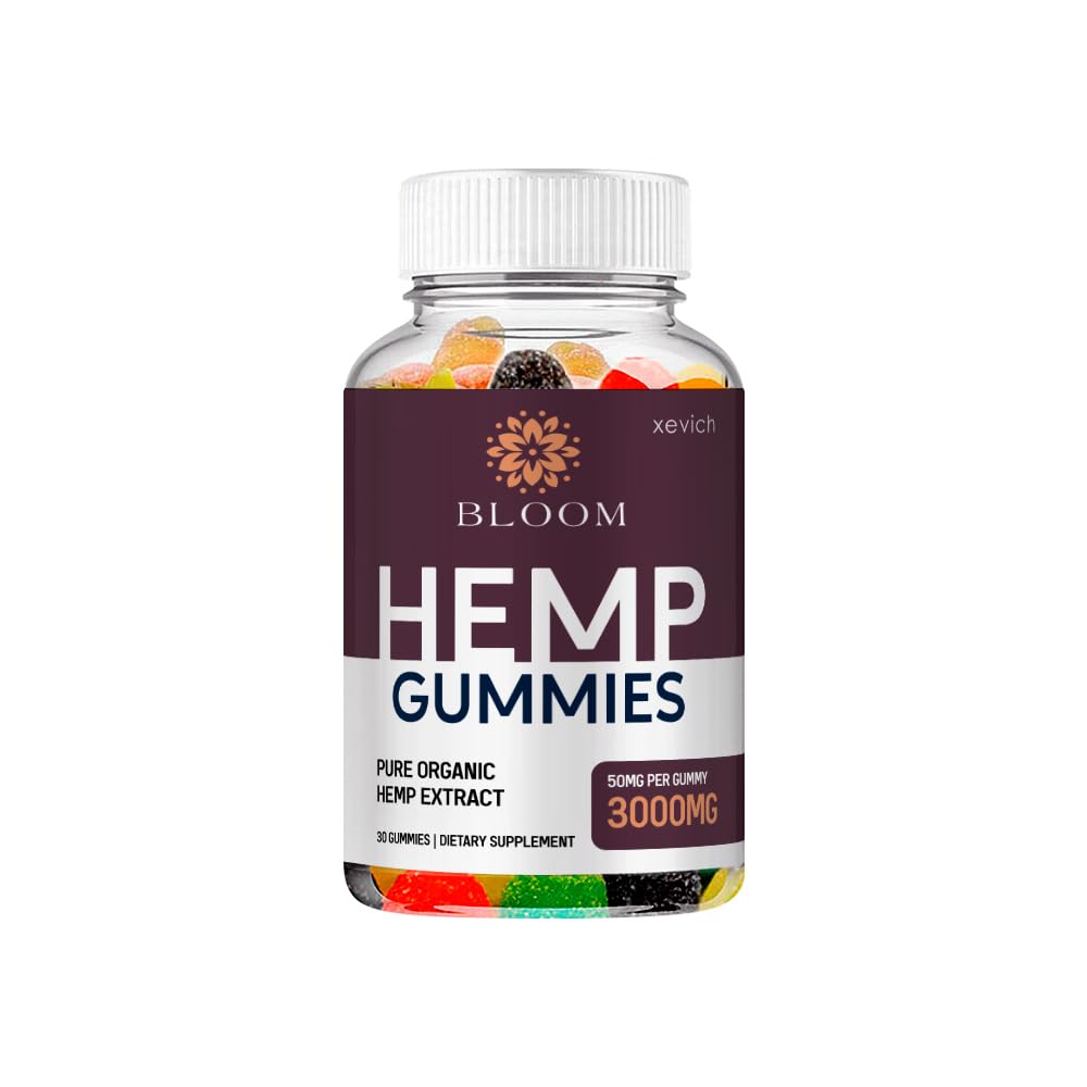 Bloom Hemp Gummies - 60 Count | Premium CBD Edibles for Relaxation & Stress Relief | Natural Hemp Extract Supplement | Perfect for Daily Wellness & Nighttime Relaxation