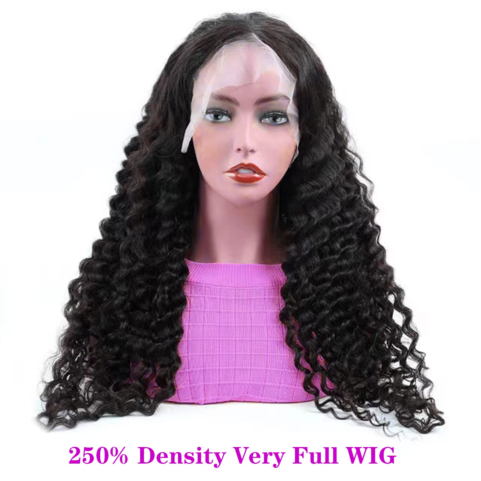 250% Density 13x4 Deep Wave Lace Front Human Hair Wig - Brazilian Virgin Hair Glueless Pre-Plucked with Baby Hair for Black Women | Perfect for Daily Wear, Parties & Special Occasions