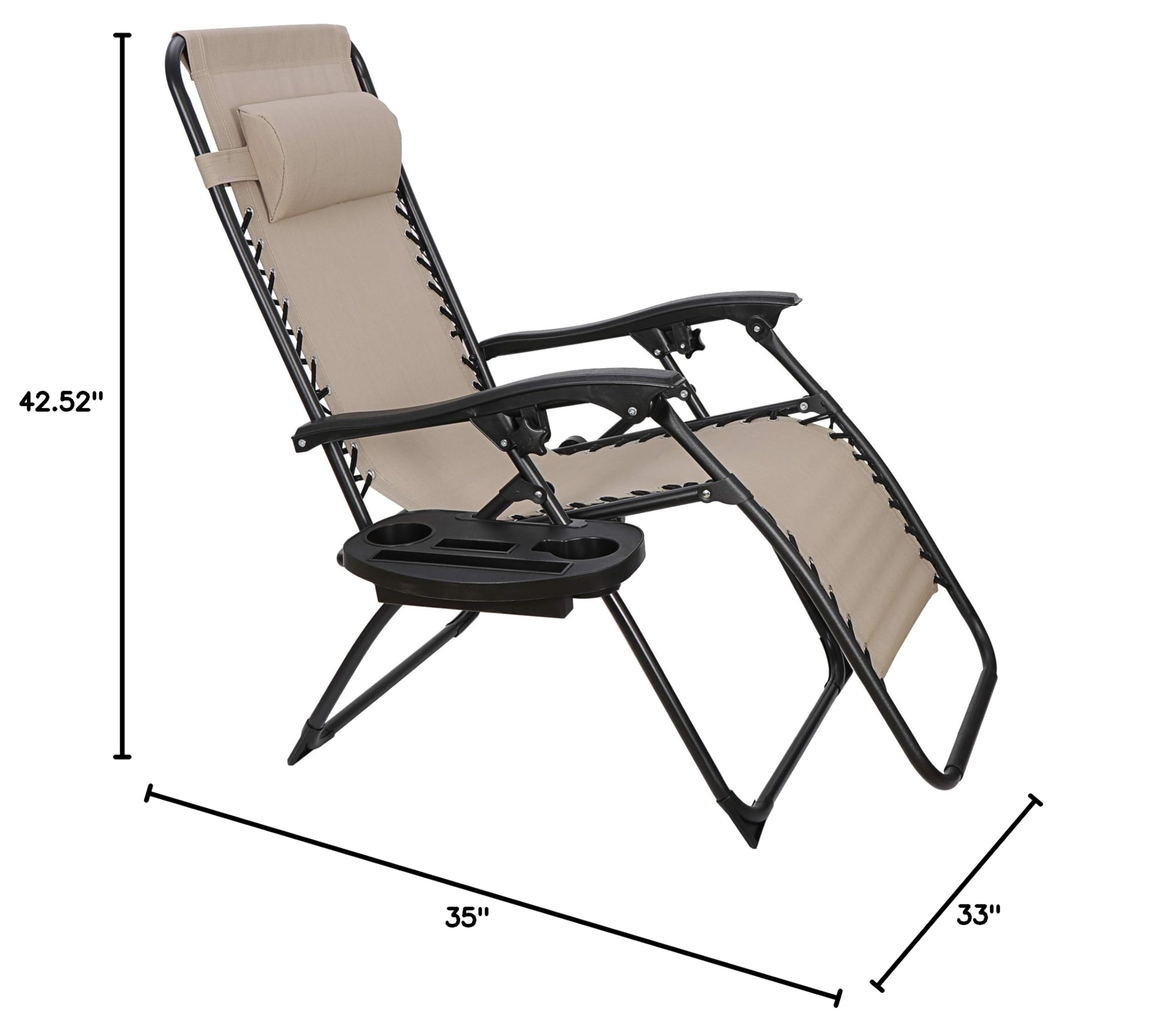 ZENY Zero Gravity Lounge Chairs Set of 2 - Adjustable Folding Recliners with Cup Holders & Headrest for Outdoor Relaxation | Perfect for Patio, Poolside, Beach, Backyard & Garden Lounging
