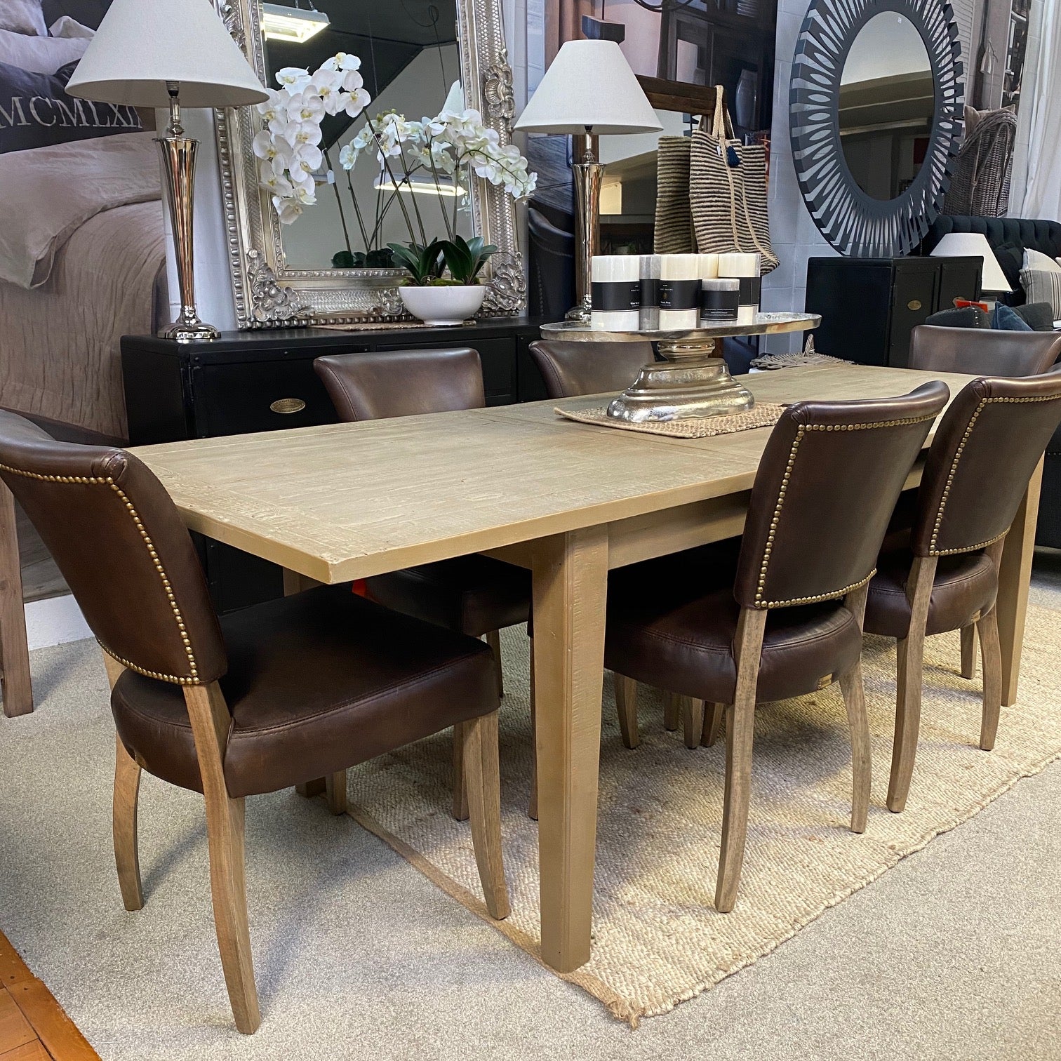Halo Mimi Leather Dining Chair - Antique Tobacco Brown - Modern Farmhouse Style - Perfect for Dining Room, Kitchen, or Home Office