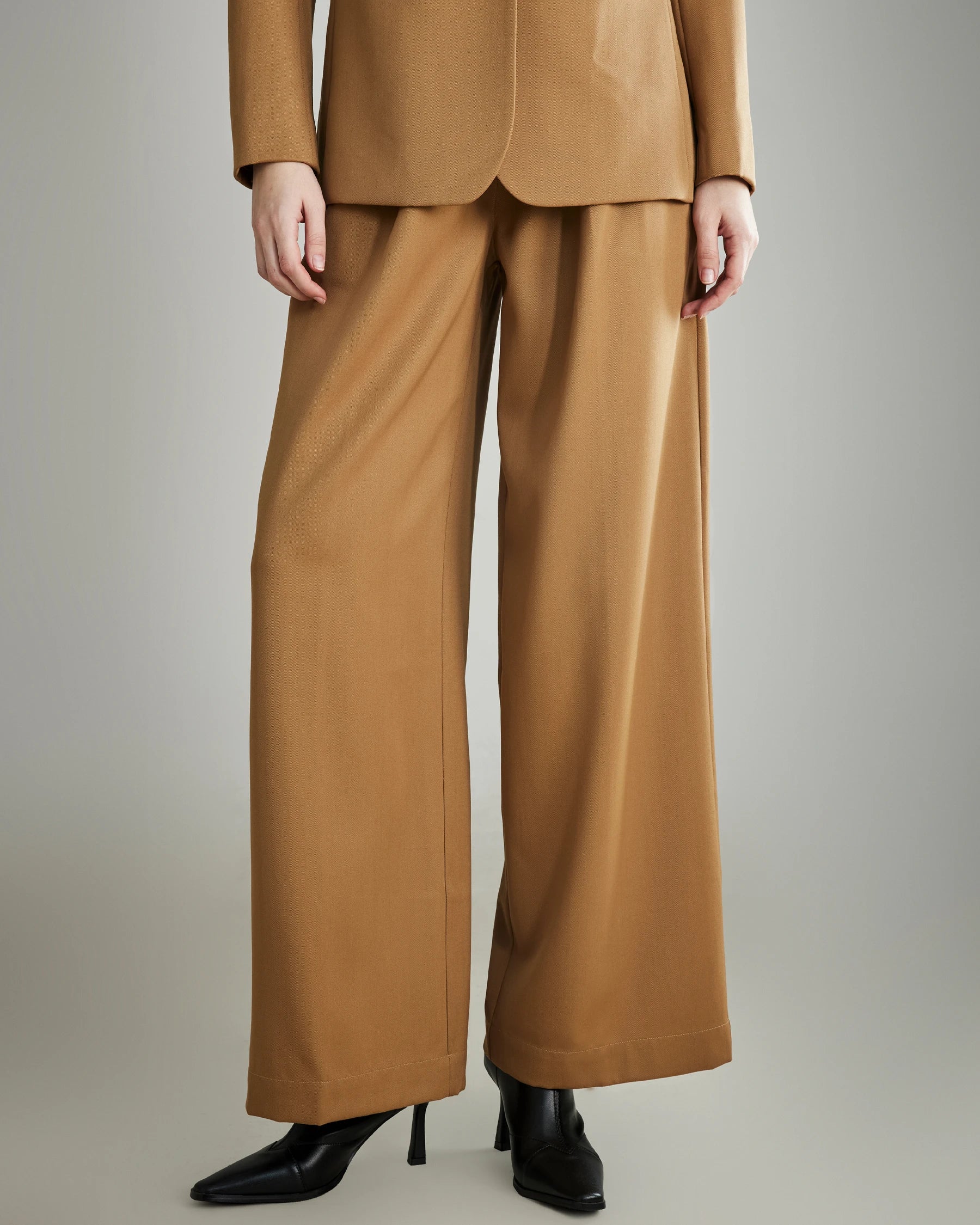 Women's High Waist Pleated Wool Wide Leg Pants - Comfortable & Stylish Winter Trousers for Office, Travel & Casual Wear