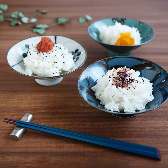 Premium Hasami Yaki Japanese Rice Bowl Set - 3-Piece Handcrafted Ceramic Dish Set with Traditional Patterns, Perfect for Sushi, Rice, and Asian Cuisine | Microwave & Dishwasher Safe