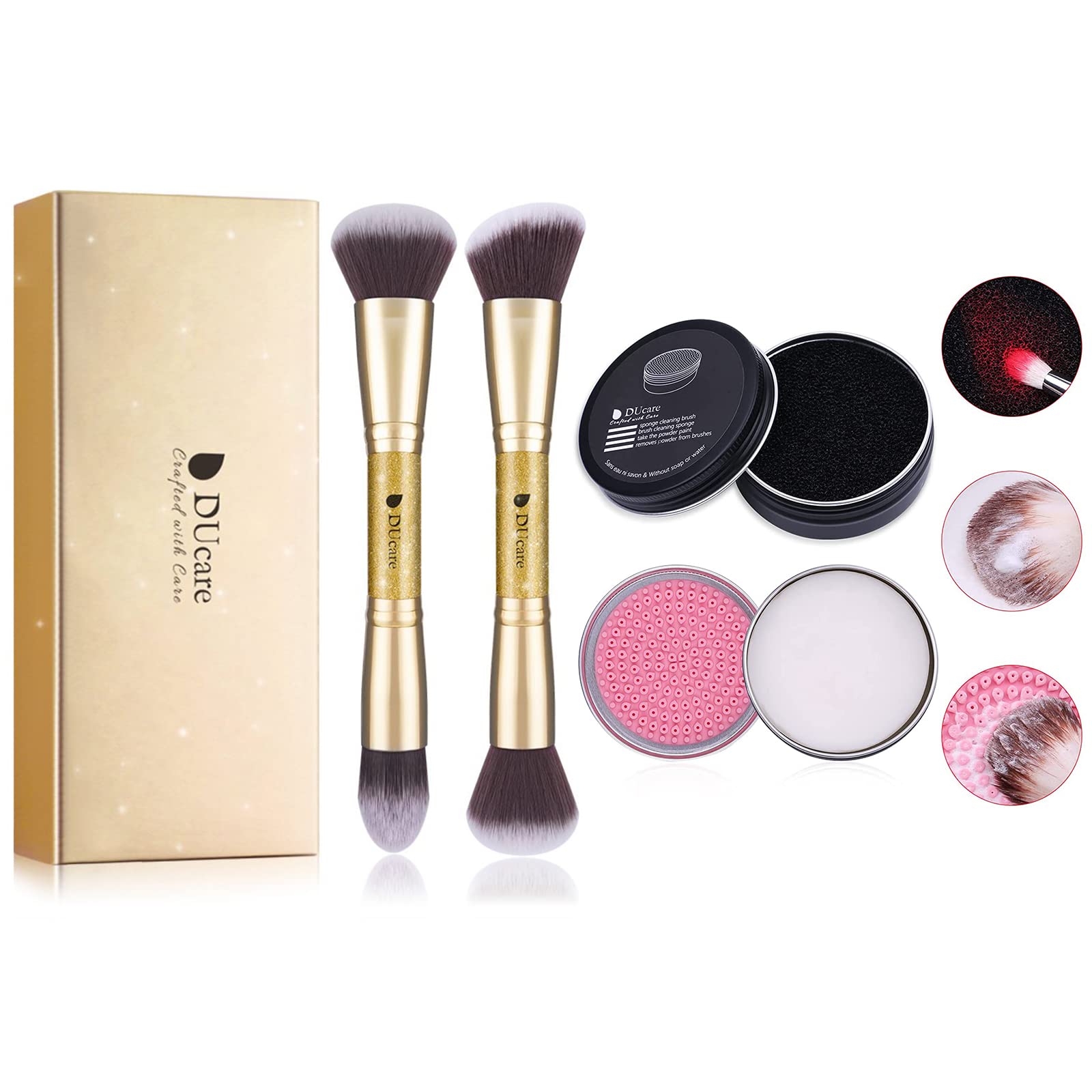 DUcare Professional Makeup Brush Set with Dual-Ended Brushes & Makeup Brush Cleaner - Perfect for Travel, Home, and Salon Use