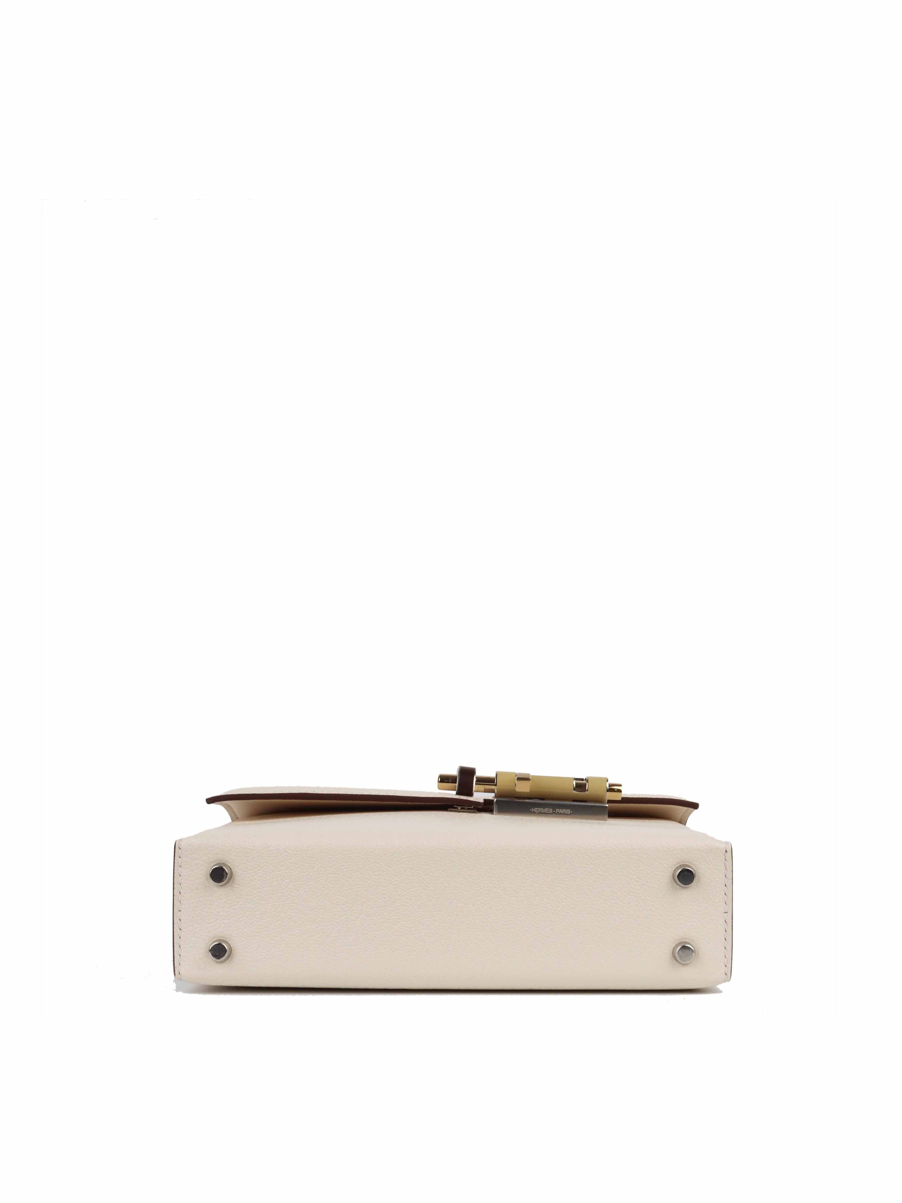 Hermes Mini Verrou Bag in Chevre Mysore Nata Leather with Havane/Tchai/Etoupe Hardware - Luxury Crossbody Bag for Women | Perfect for Evening Events, Date Nights & Special Occasions