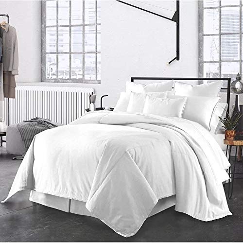 100% Cotton Comforter Set Twin Size 3-Piece - Luxury Soft White Bedding with Decorative Throw Pillow | All-Season Cozy Comfort for Bedroom, Guest Room & Dorm | Breathable & Hypoallergenic
