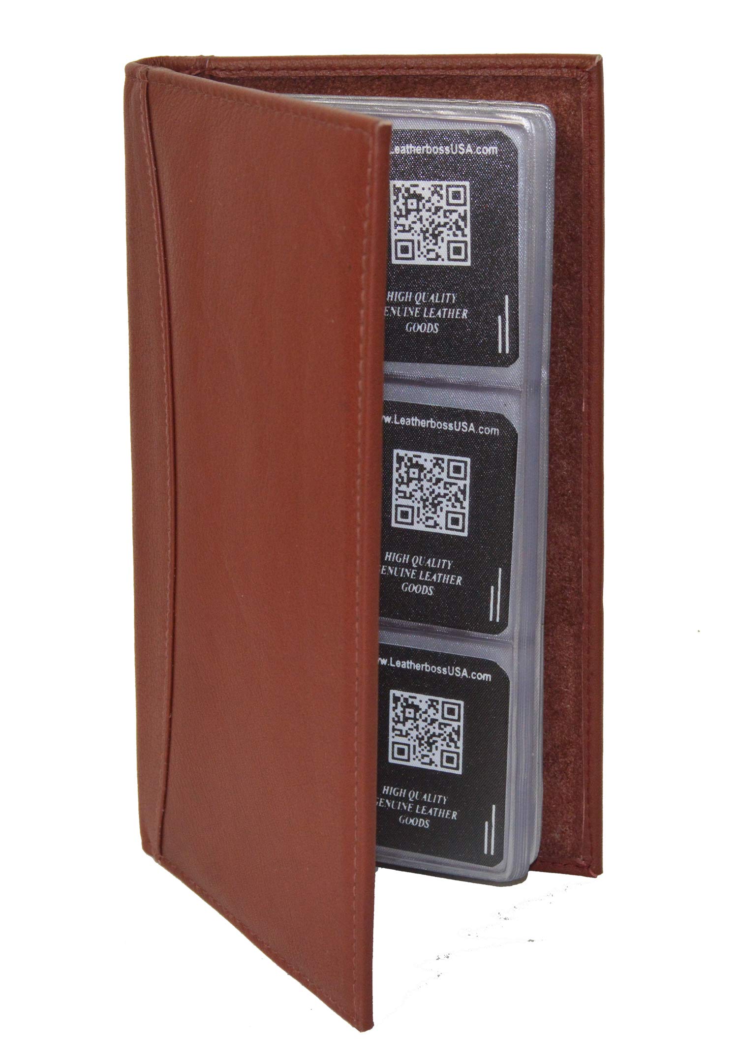 Premium Leather Business Card Holder - LB LEATHERBOSS Executive Credit Card Organizer with Clear Slots for Professional Networking & Corporate Gifting