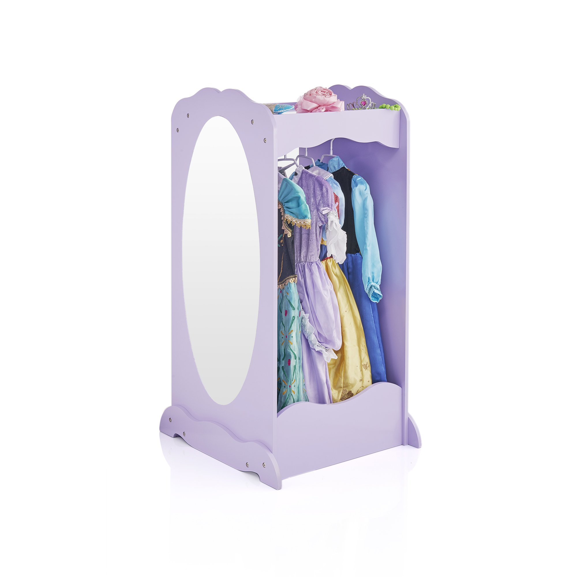 Guidecraft Dress Up Cubby Center - Lavender: Kids Closet Organizer with Mirror & Hooks, Toddler Wardrobe for Costumes, Shoes & Clothing Storage | Perfect for Bedroom, Playroom & Daycare Organization