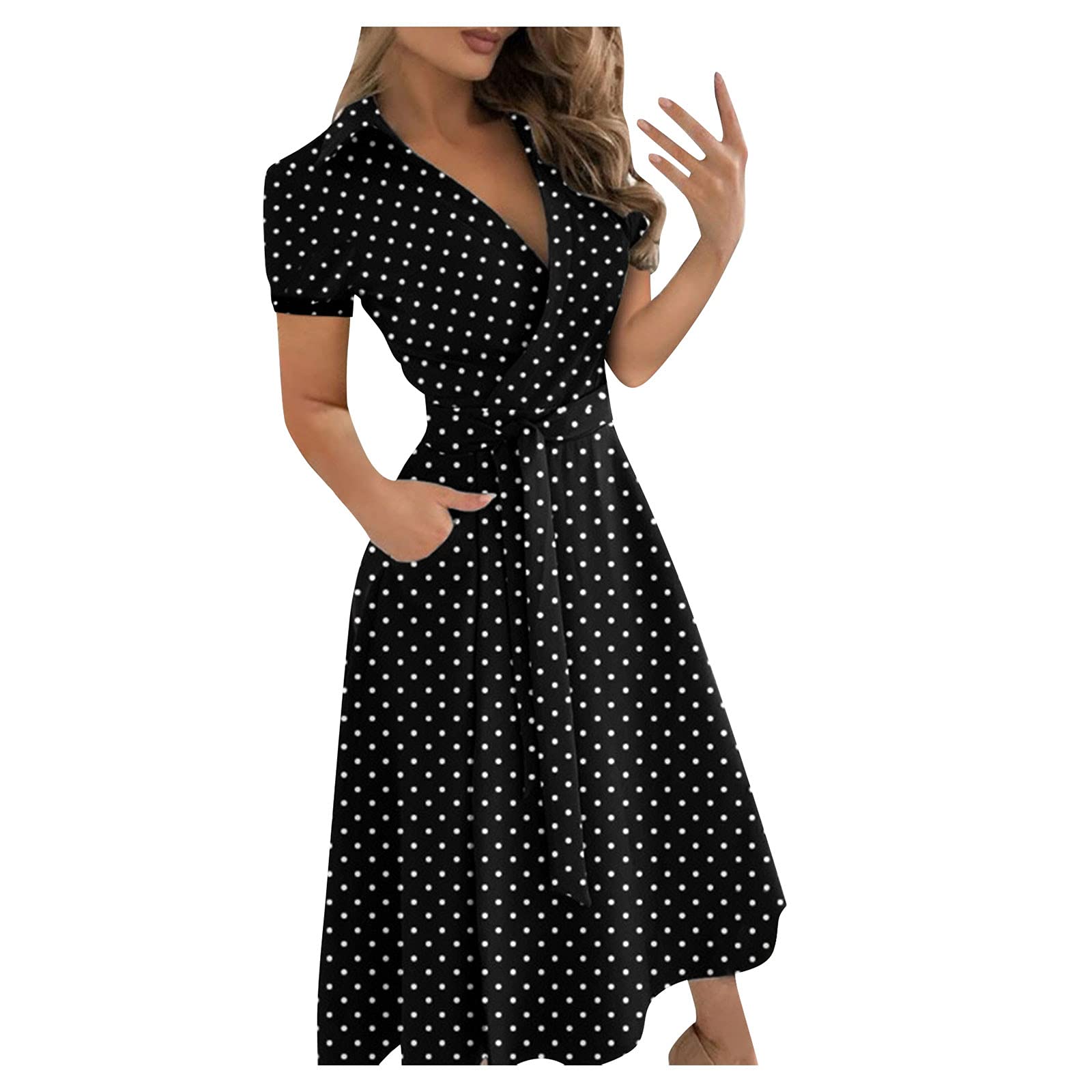 V-Neck Slim Wrap Dress for Women - Flattering Lace-Up Long Dress with Print, Sleeveless & Stylish for Casual Outings and Evening Events