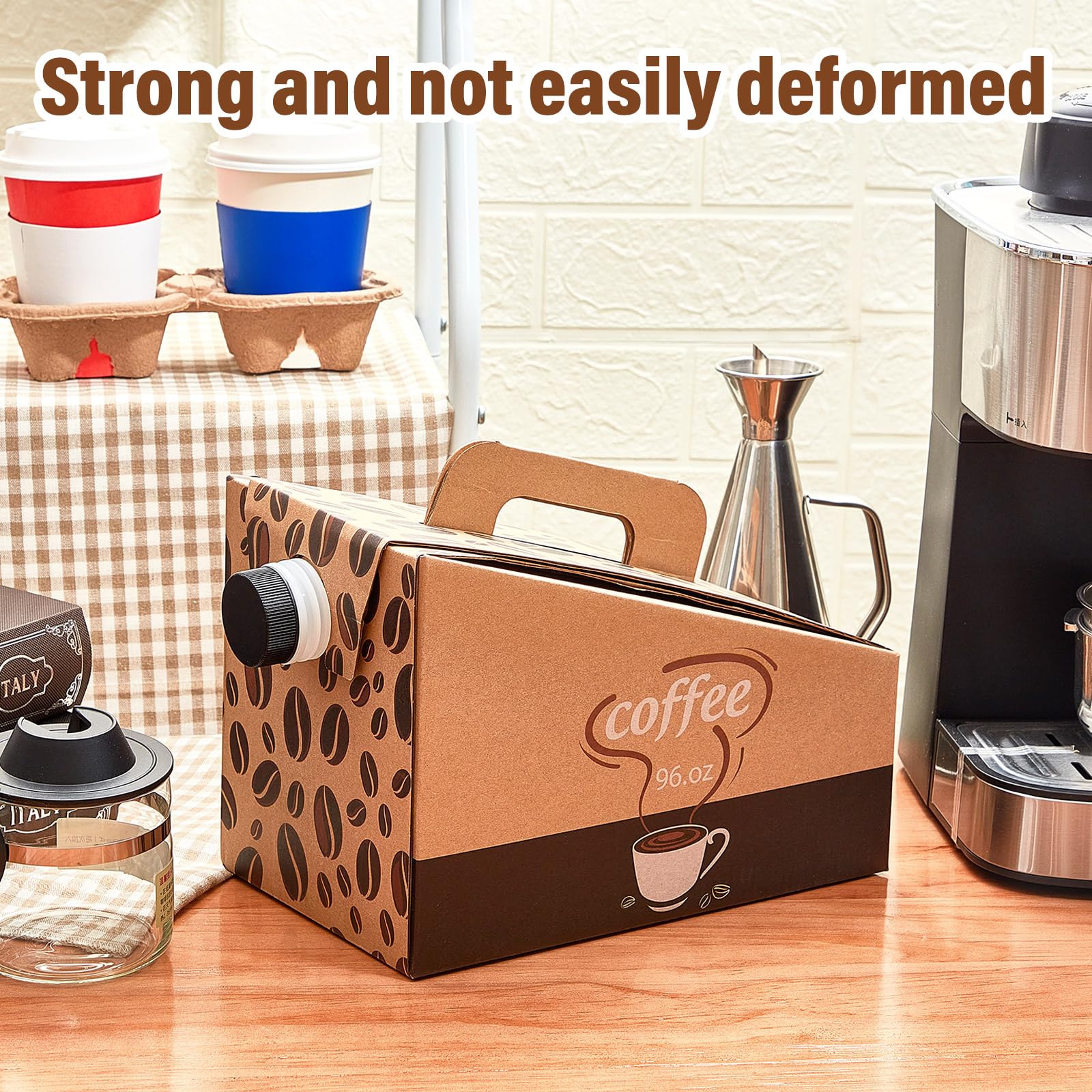 Dandat 30 Pack Insulated Coffee Box - 96 oz Disposable Hot & Cold Beverage Dispenser with Handle & Lids | Thick Hardboard Catering Servers for Office, Events, Parties & Outdoor Use