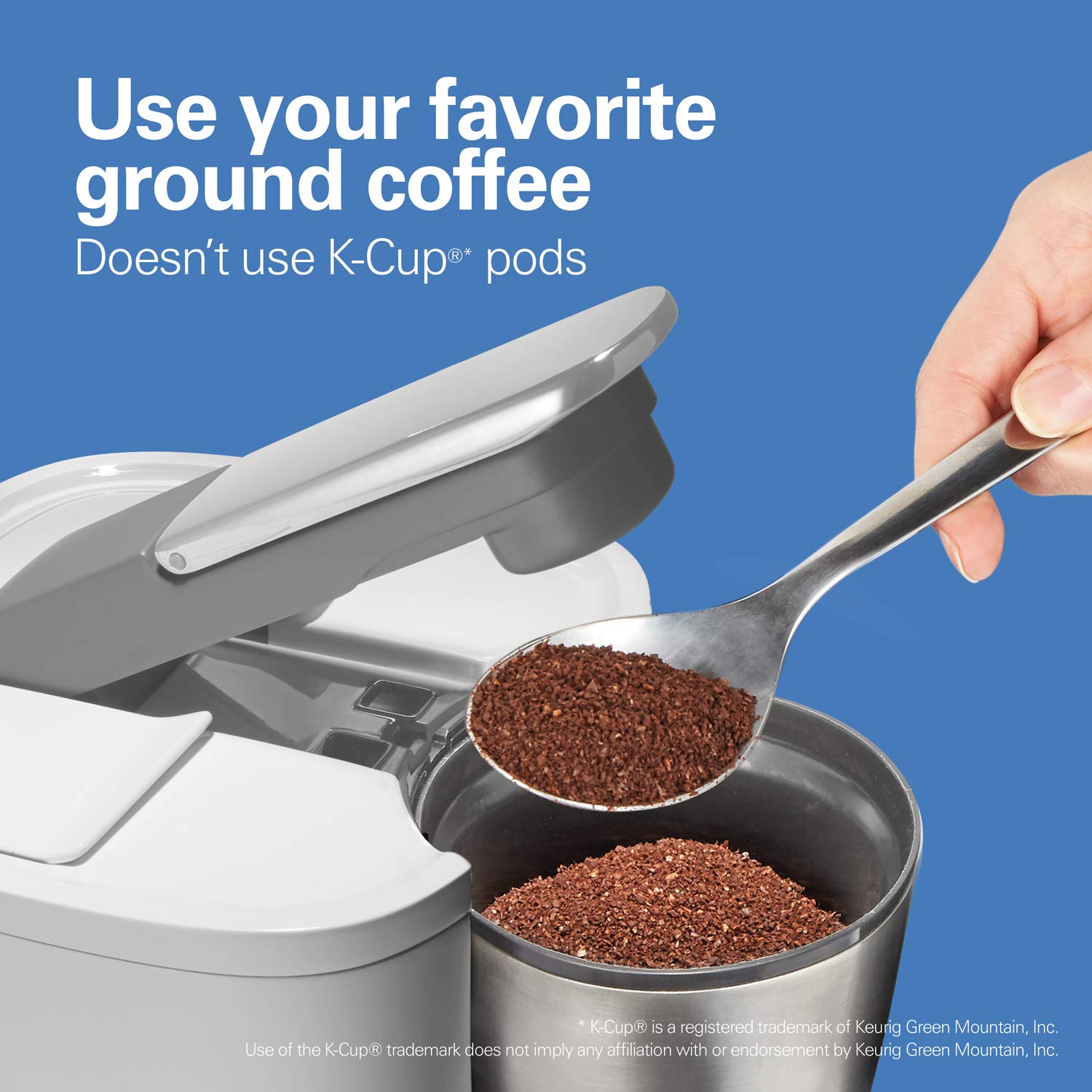 Hamilton Beach 16 oz. Single Serve Coffee Maker - Rapid Cold & Hot Brew Grounds Brewer, White (42500) - Perfect for Home, Office & Dorm Room Use