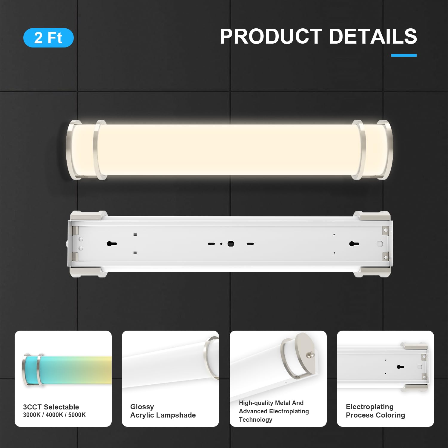 Modern Bathroom Vanity Light 28W 2520LM - LED Bathroom Light Fixture Over Mirror with Steel Frame & Powder Coated Paint - UL & Energy Star Certified - Perfect for Bathroom, Powder Room, and Dressing Room Lighting